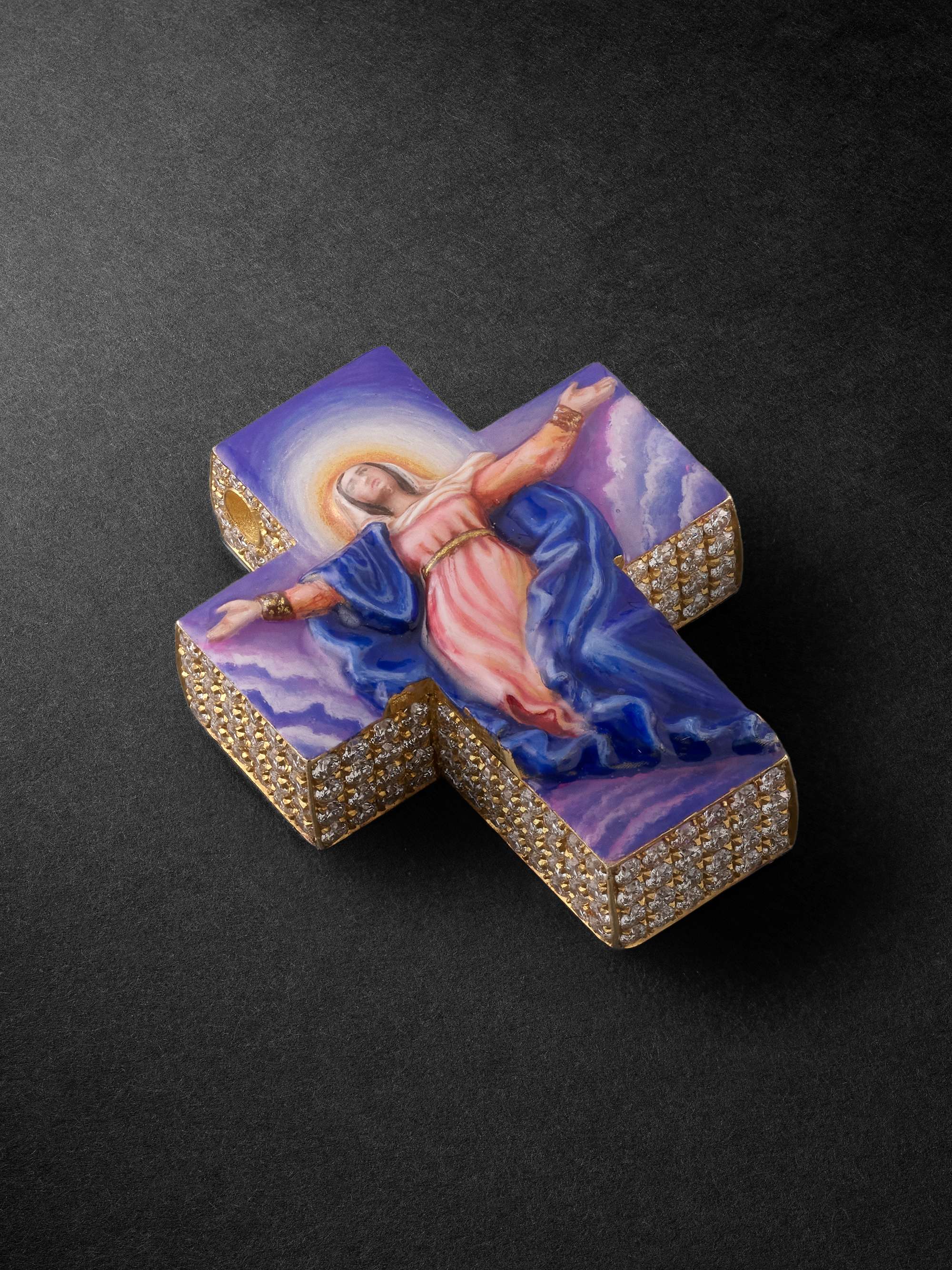 GREG YUNA Kris Cross Gold Diamond and Enamel Pendant for Men MR PORTER