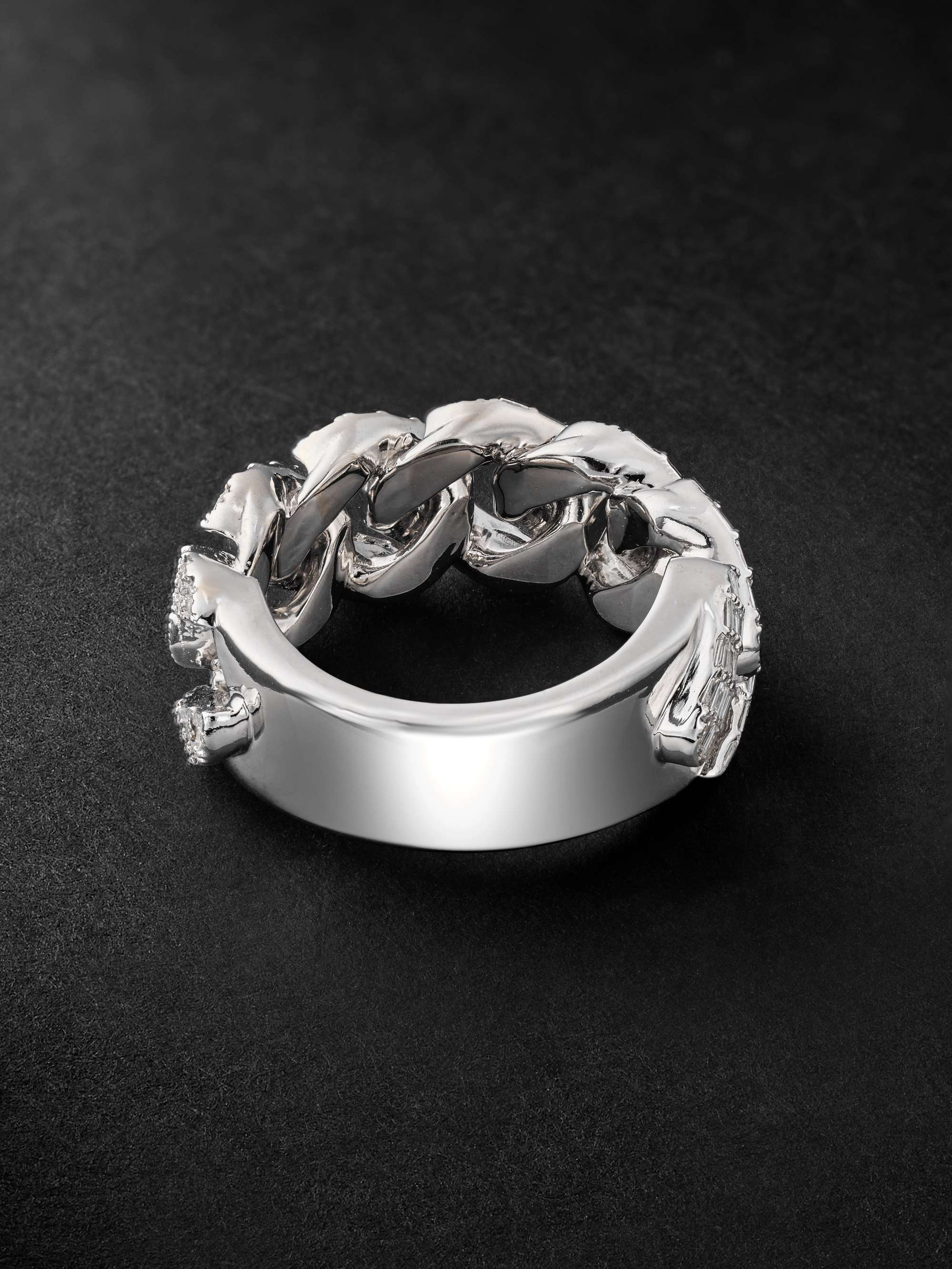 GREG YUNA White Gold Diamond Cuban Ring