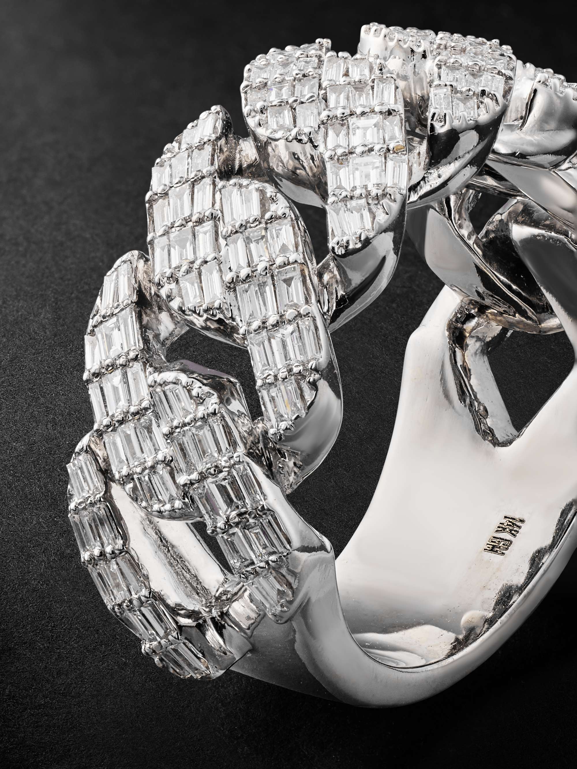 GREG YUNA White Gold Diamond Cuban Ring