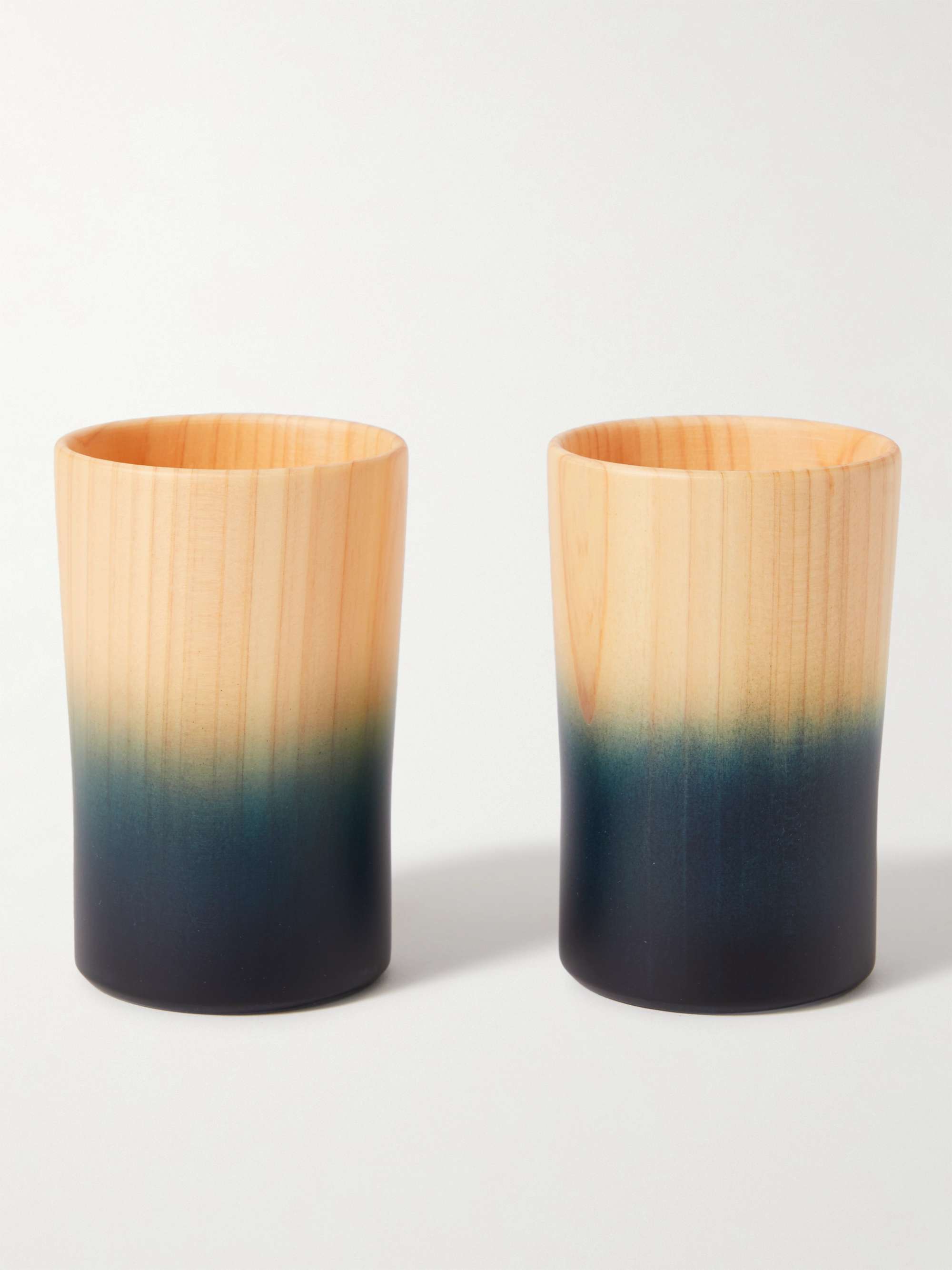 JAPANESE CRAFT Aola Indigo Set of Two Hinoki Wood Cups