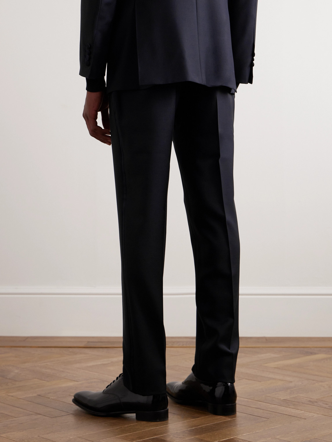 Shop Thom Sweeney Straight-leg Wool And Mohair-blend Twill Suit Trousers In Black