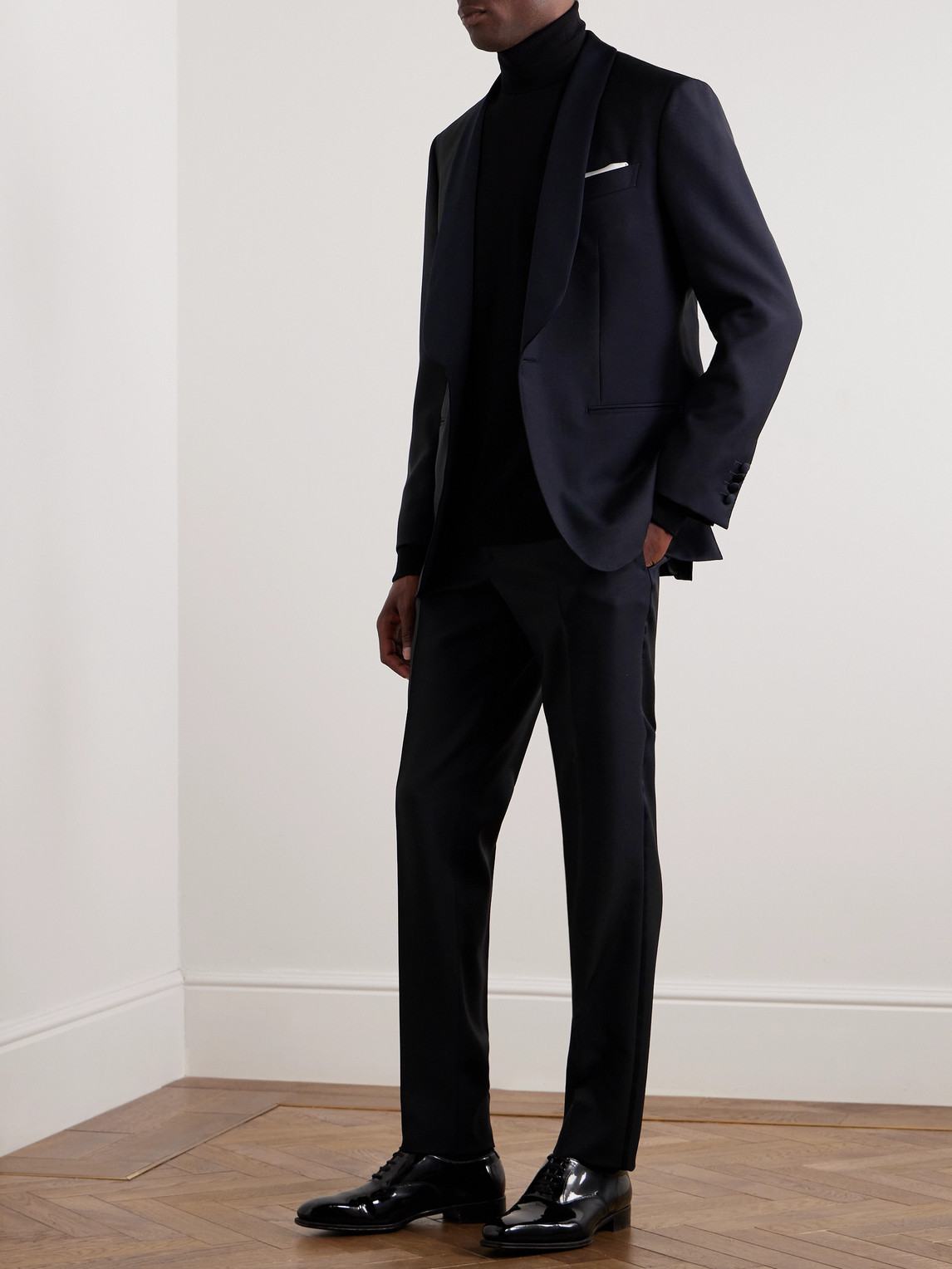 Shop Thom Sweeney Straight-leg Wool And Mohair-blend Twill Suit Trousers In Black