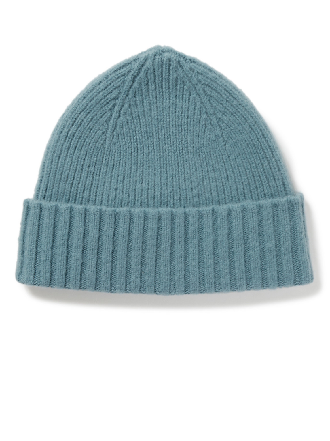 Mr P Ribbed Brushed Wool Beanie In Blue