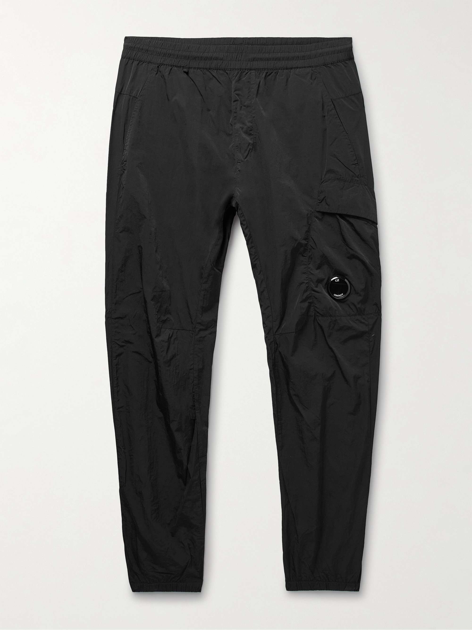C.P. COMPANY Tapered Logo-Appliquéd Garment-Dyed Chrome-R Trousers