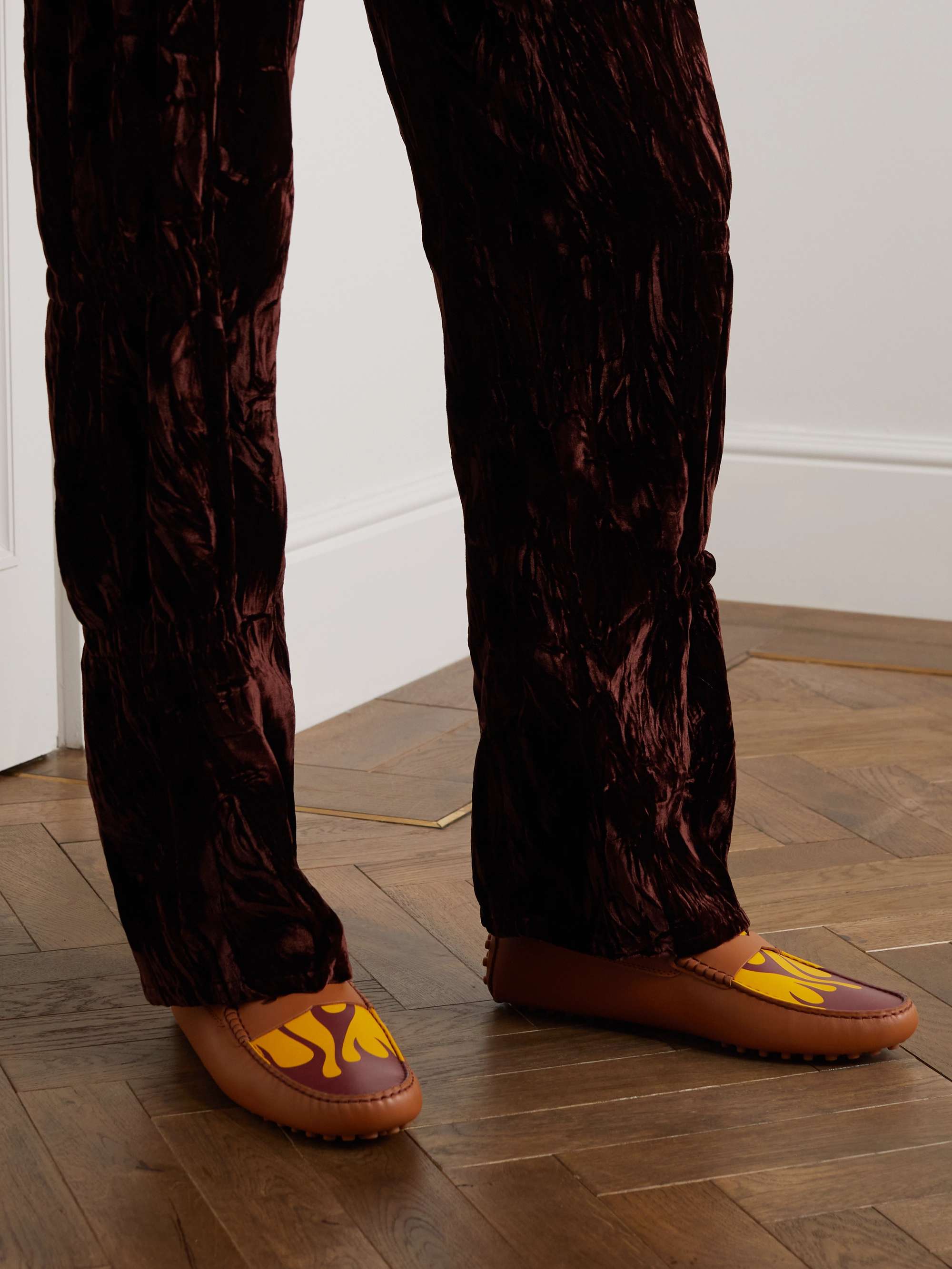 MONCLER GENIUS + Palm Angels + Tod's Gommino Printed Leather Driving Shoes