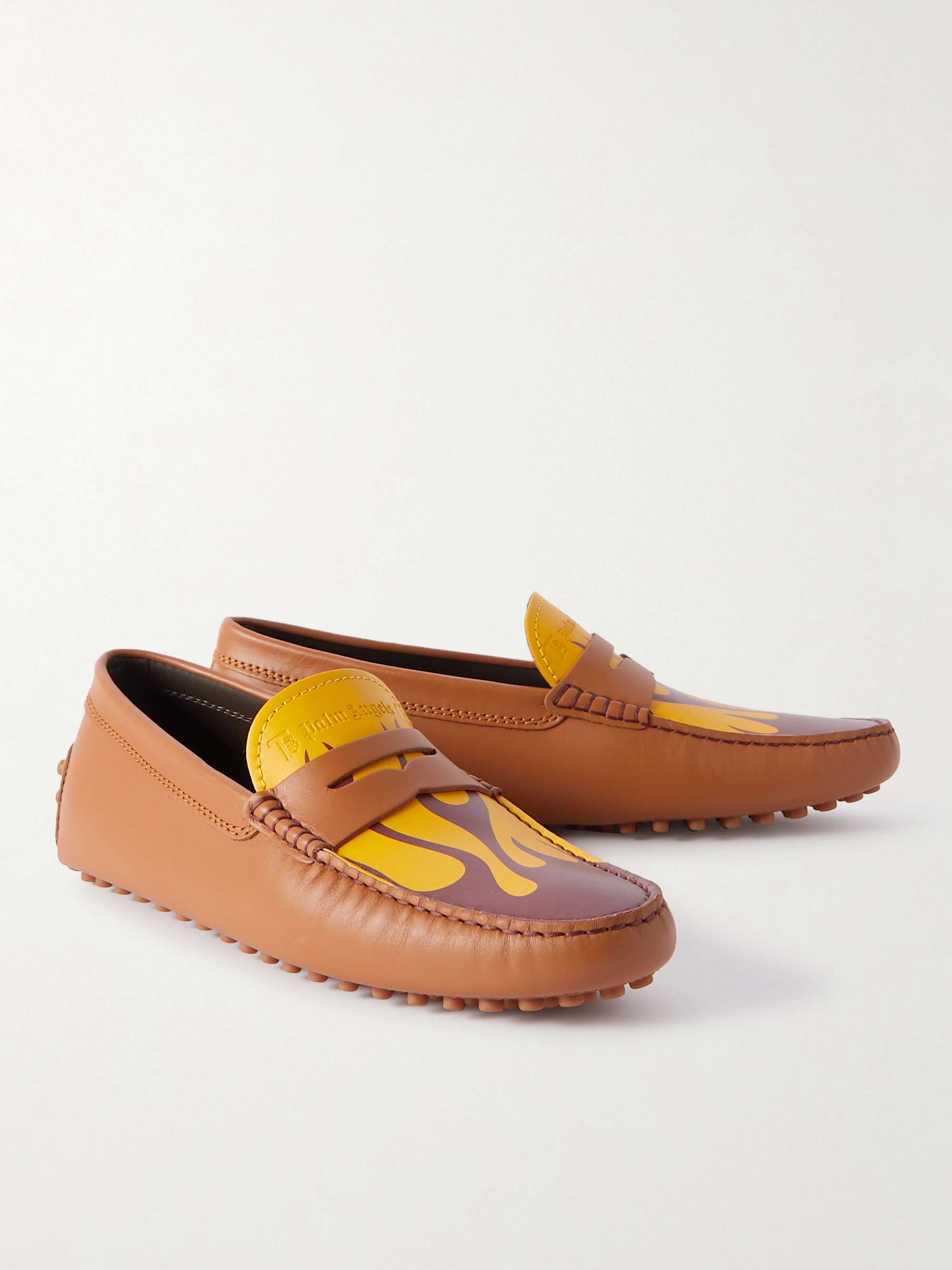 MONCLER GENIUS + Palm Angels + Tod's Gommino Printed Leather Driving Shoes