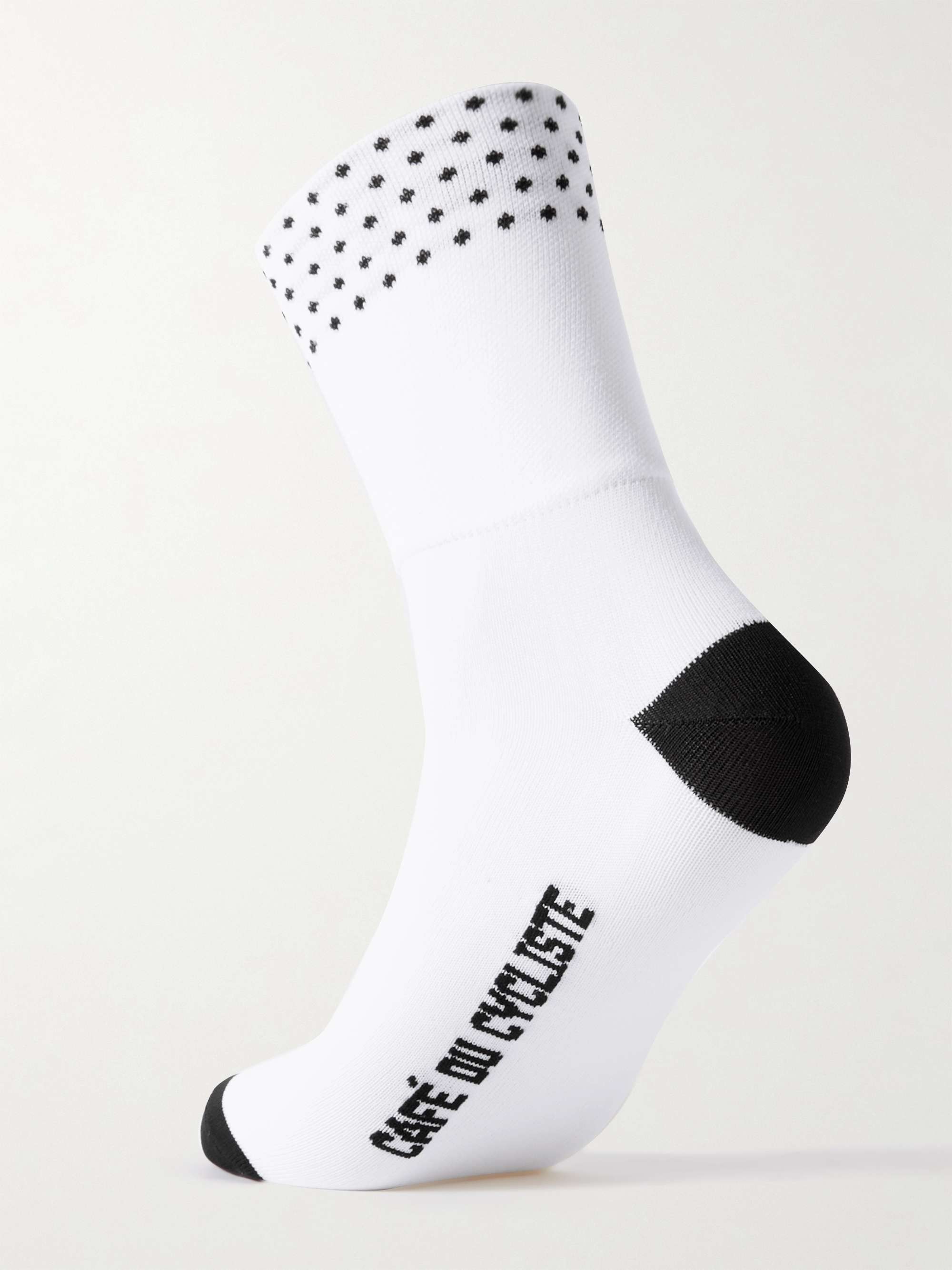 CAFE DU CYCLISTE Polka-Dot Stretch-Knit Cycling Socks