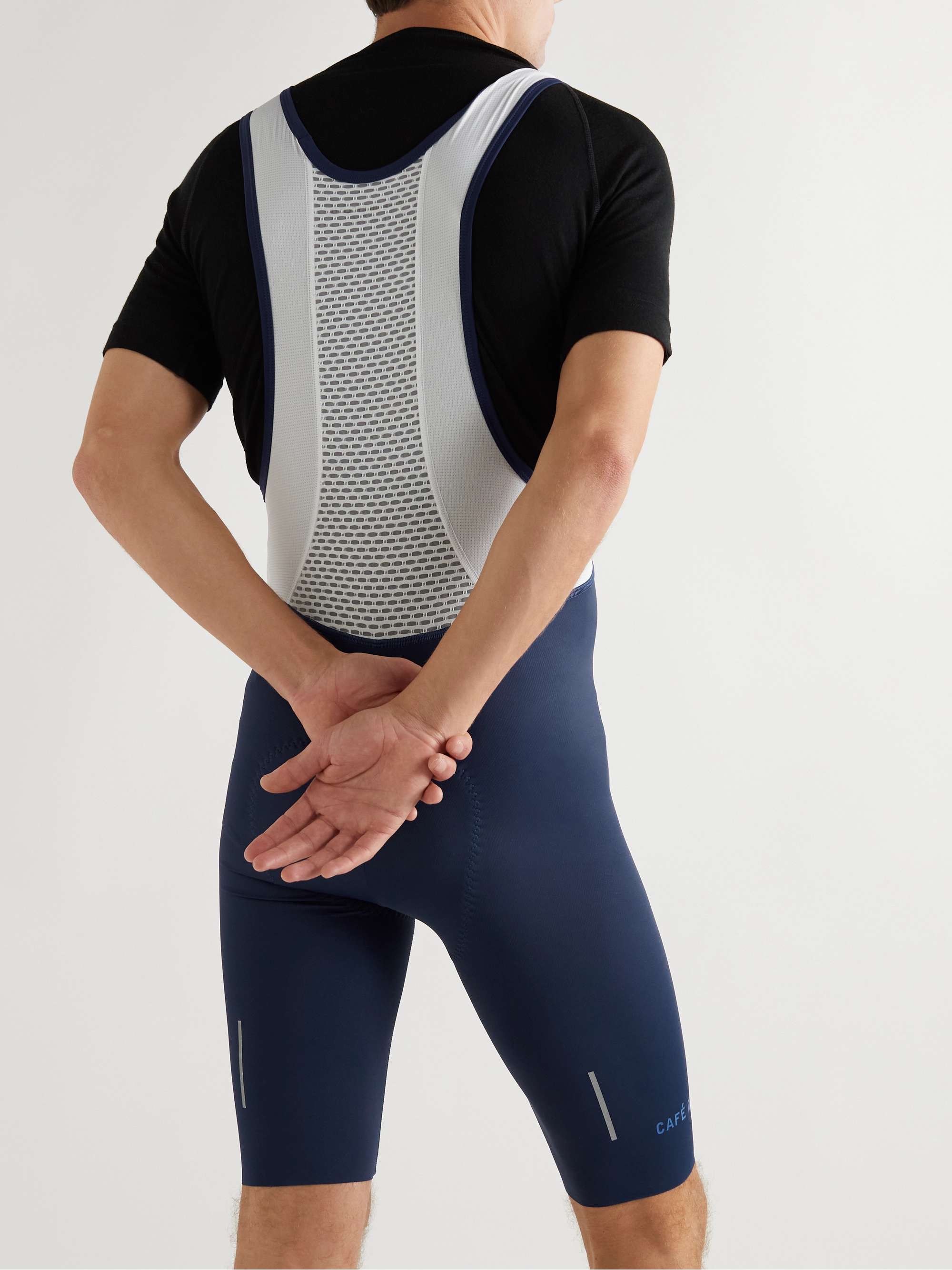 CAFE DU CYCLISTE Alice Two-Tone Stretch-Jersey and Mesh Cycling Bib Shorts