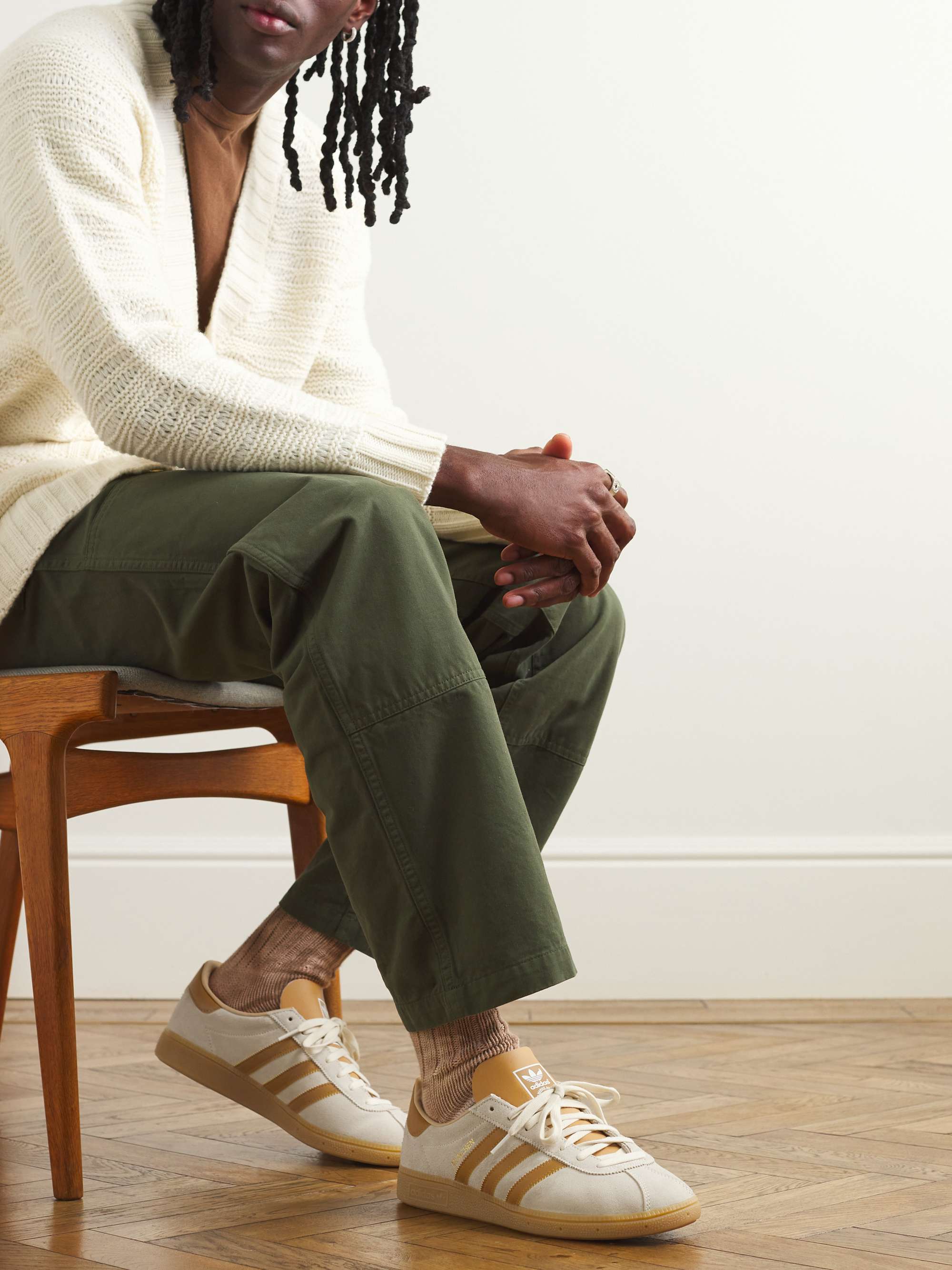 ADIDAS ORIGINALS München Leather-Trimmed Suede Sneakers