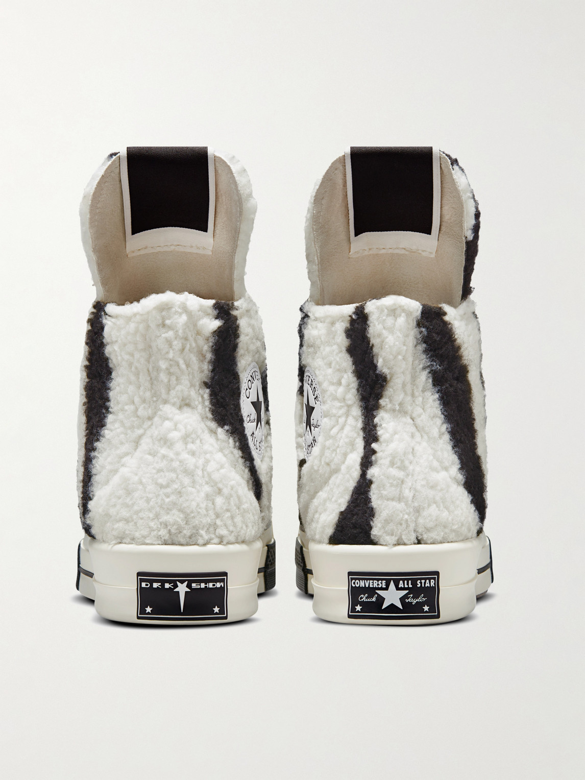  Rick Owens - Converse Turbodrk Chuck 70 Zebra-print Faux Shearling High-top Sneakers - Men - Black - Us 8 