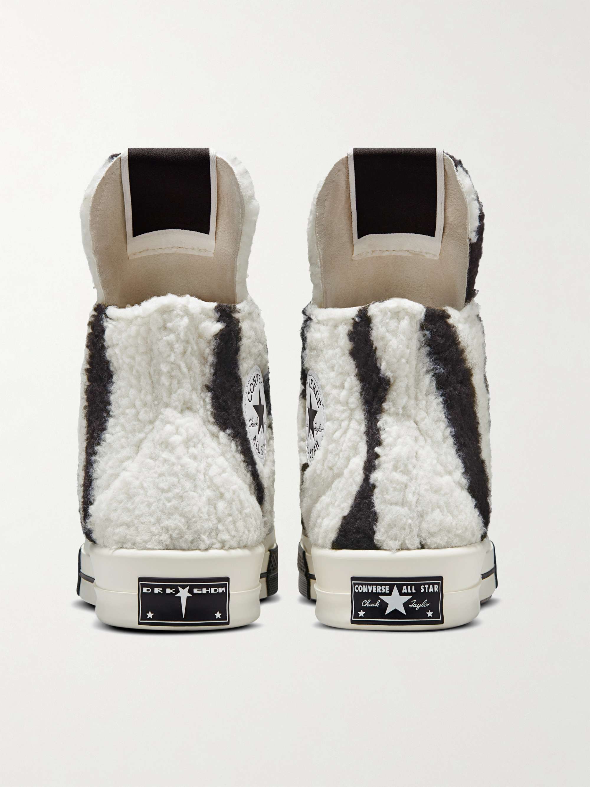 RICK OWENS + Converse TURBODRK Chuck 70 Zebra-Print Faux Shearling High-Top Sneakers