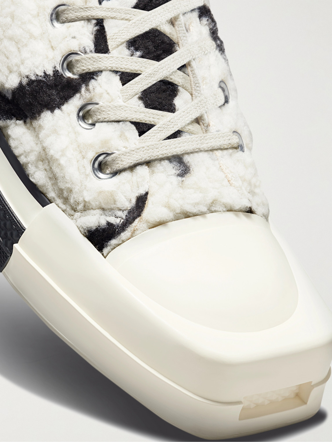  Rick Owens - Converse Turbodrk Chuck 70 Zebra-print Faux Shearling High-top Sneakers - Men - Black - Us 8 