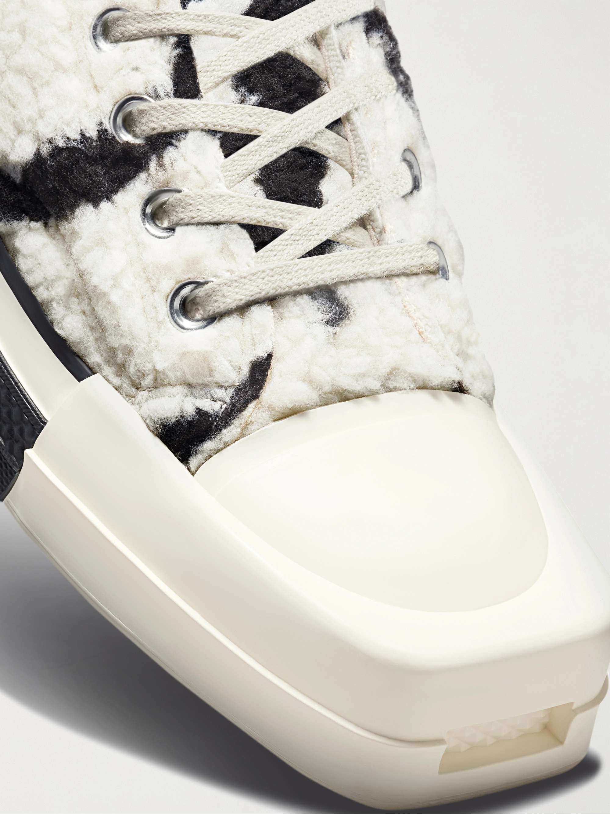 RICK OWENS + Converse TURBODRK Chuck 70 Zebra-Print Faux Shearling High-Top Sneakers