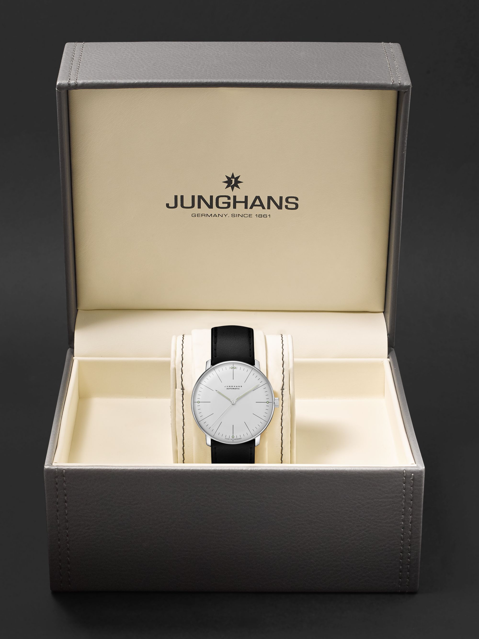 JUNGHANS Max Bill Automatic 38mm Stainless Steel and Leather Watch, Ref. No. 027/3501.02