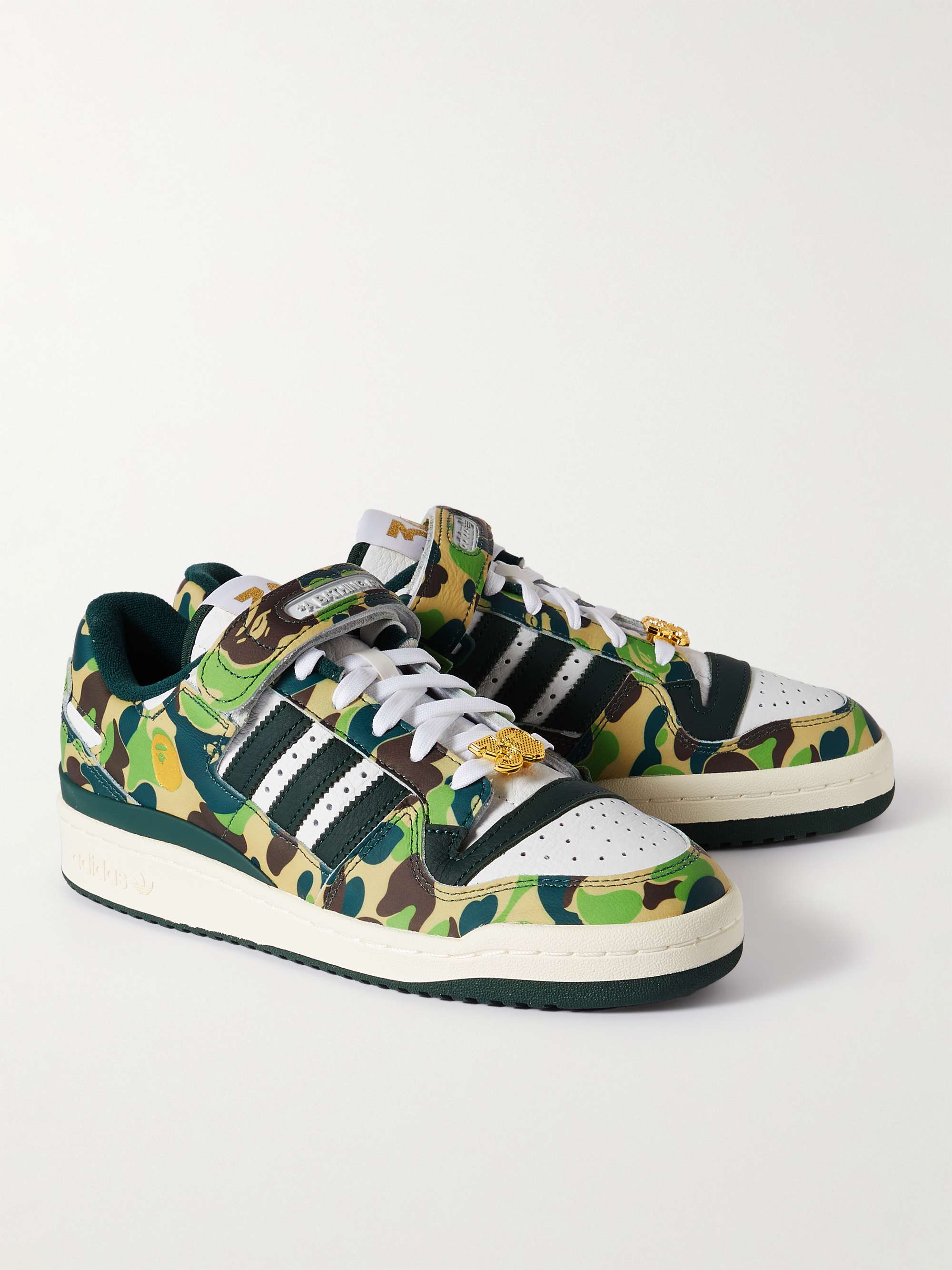ADIDAS ORIGINALS + A Bathing Ape Forum 84 Low Embellished Printed Leather Sneakers