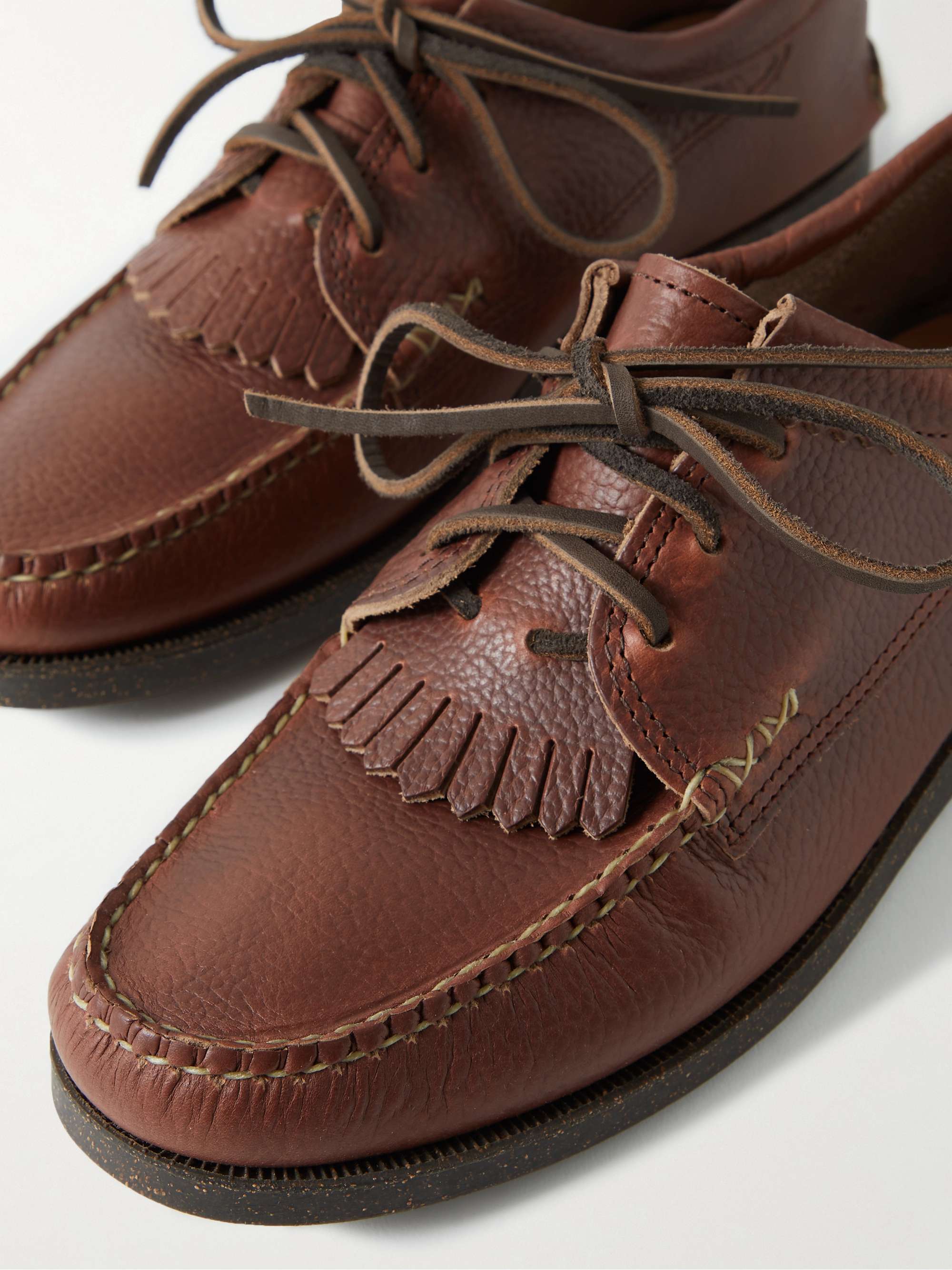 YUKETEN Textured-Leather Kiltie Derby Shoes