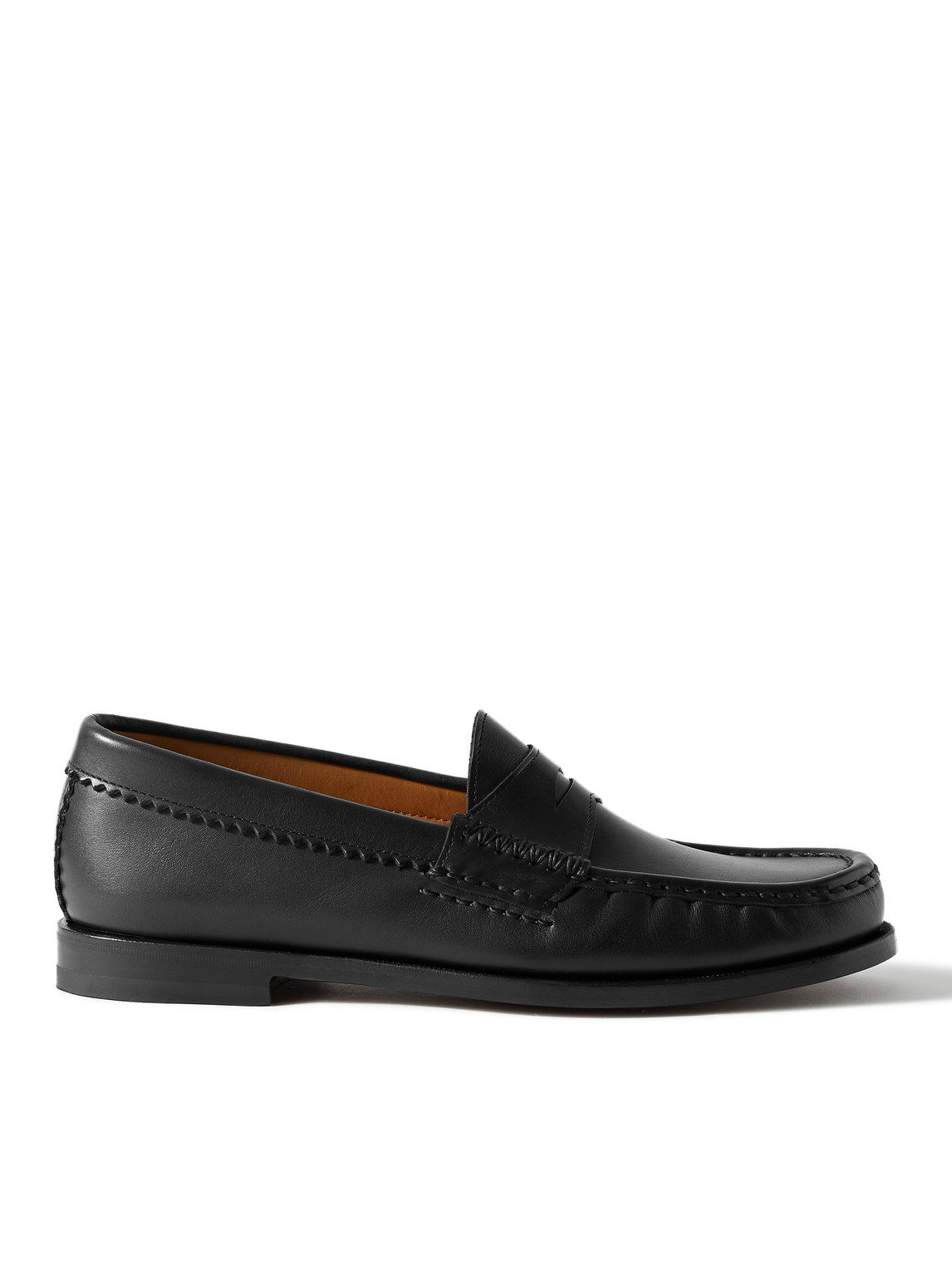 Yuketen Rob's Leather Penny Loafers In Black