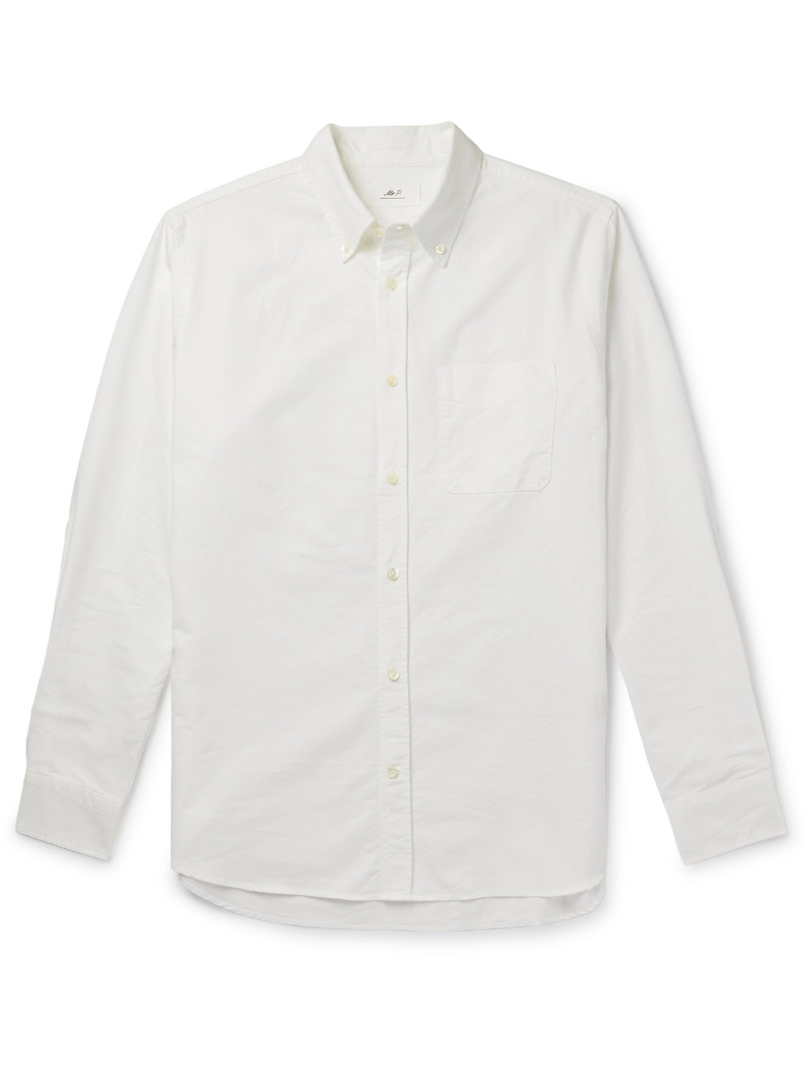 Mr P Button-down Collar Cotton Oxford Shirt In White