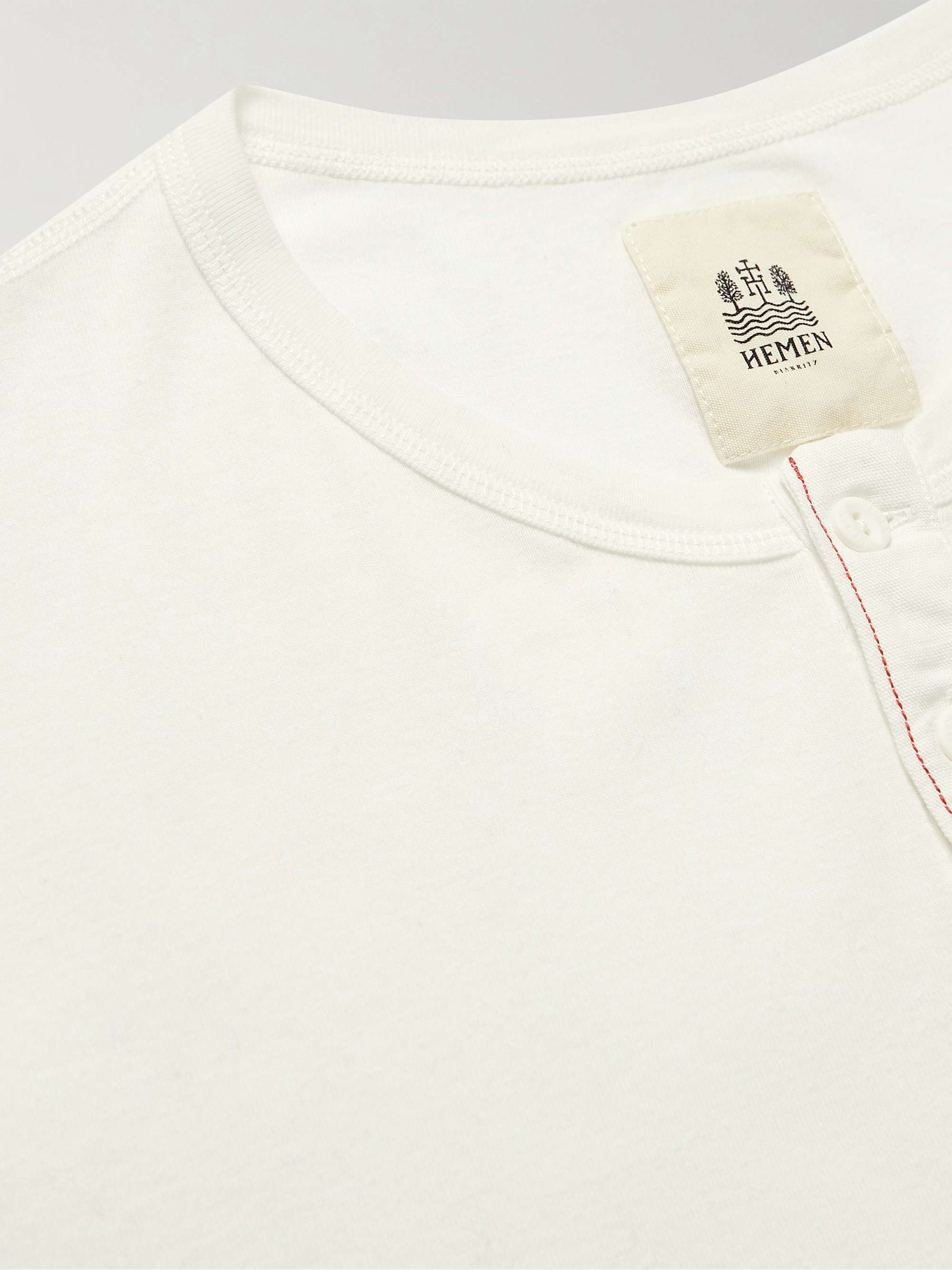 HEMEN BIARRITZ Luzien Organic Cotton-Jersey Henley Pyjama T-Shirt