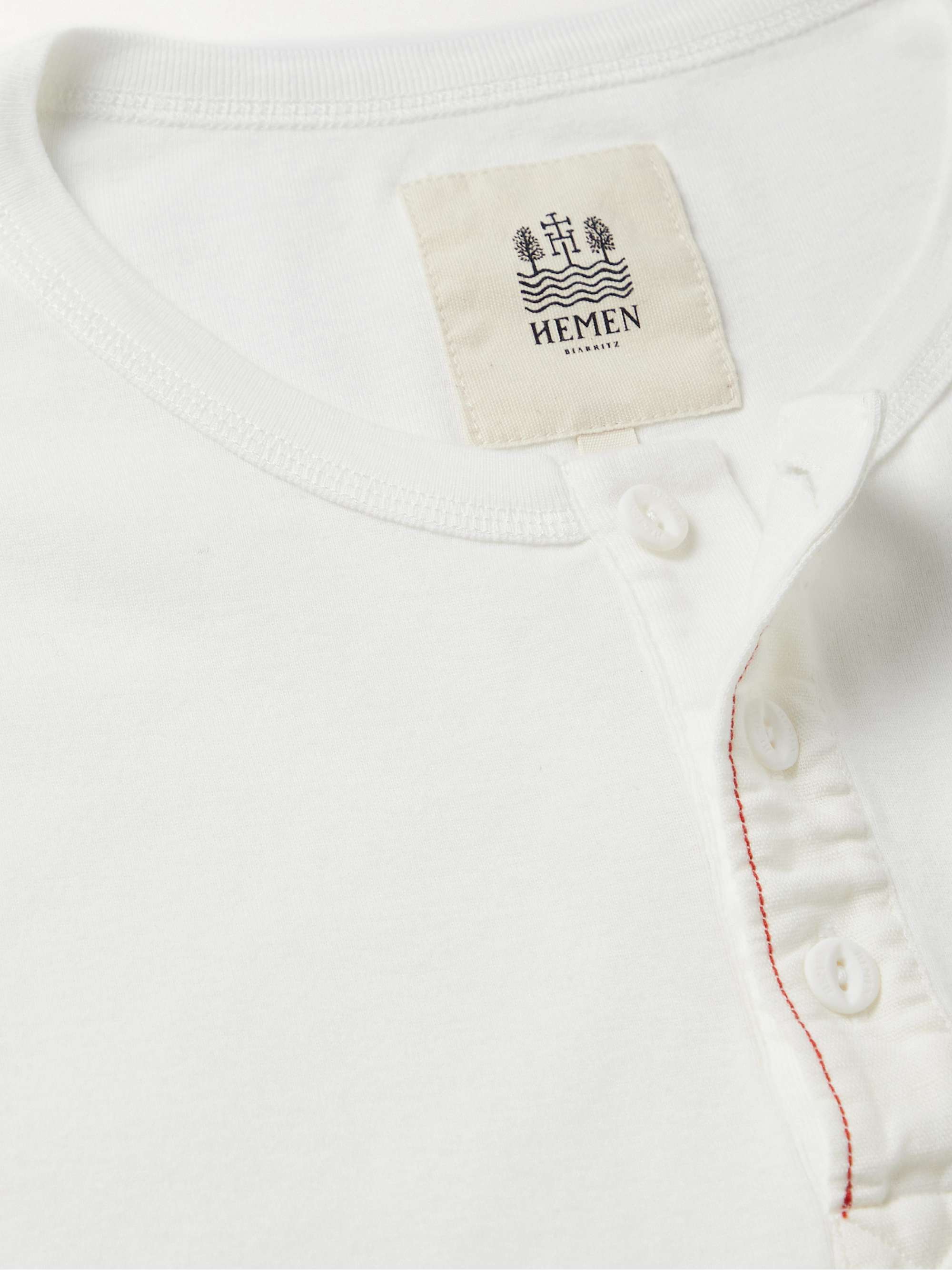 HEMEN BIARRITZ Harri Slim-Fit Organic Cotton-Jersey Henley Pyjama T-Shirt