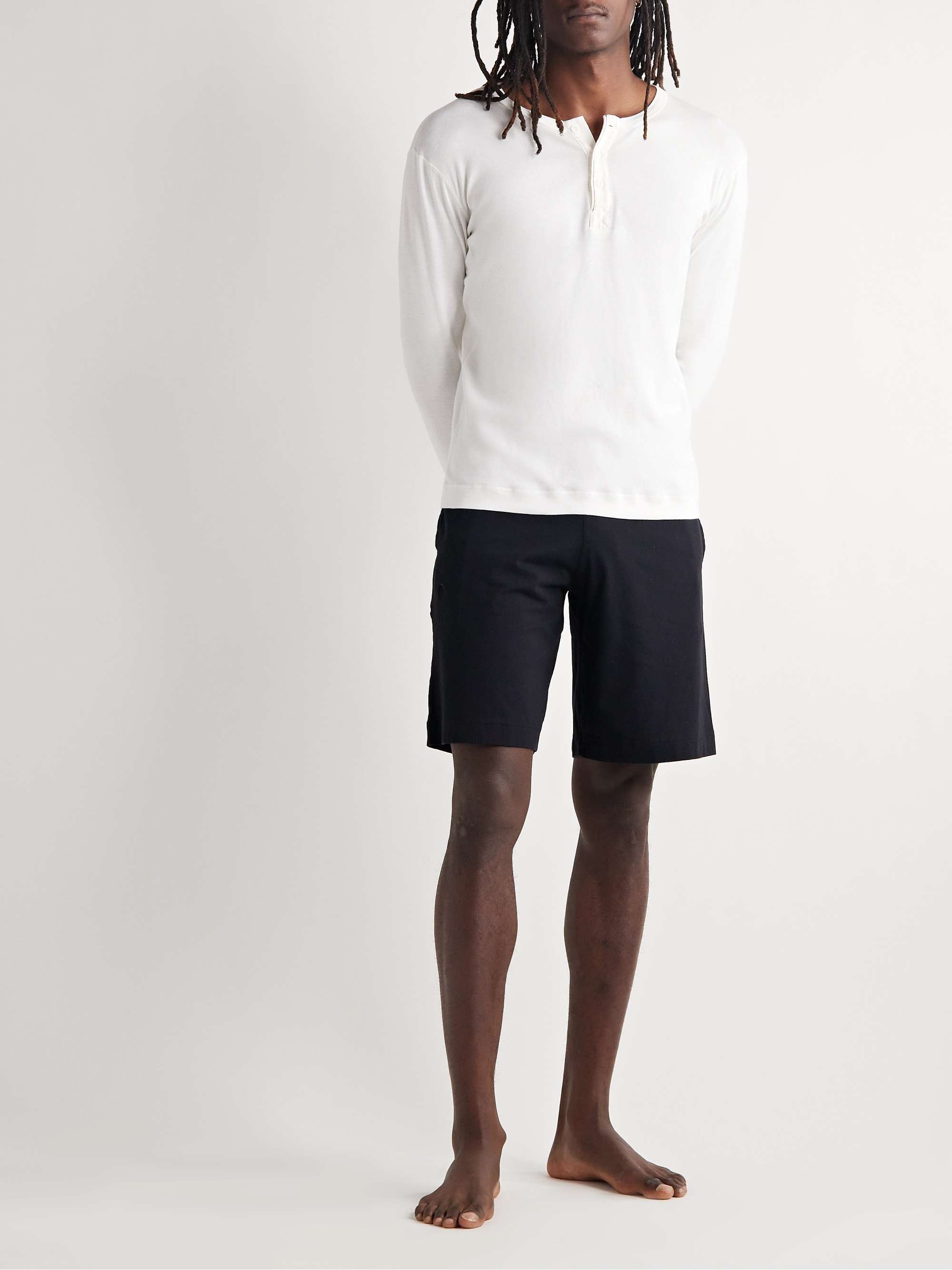 HEMEN BIARRITZ Harri Slim-Fit Organic Cotton-Jersey Henley Pyjama T-Shirt