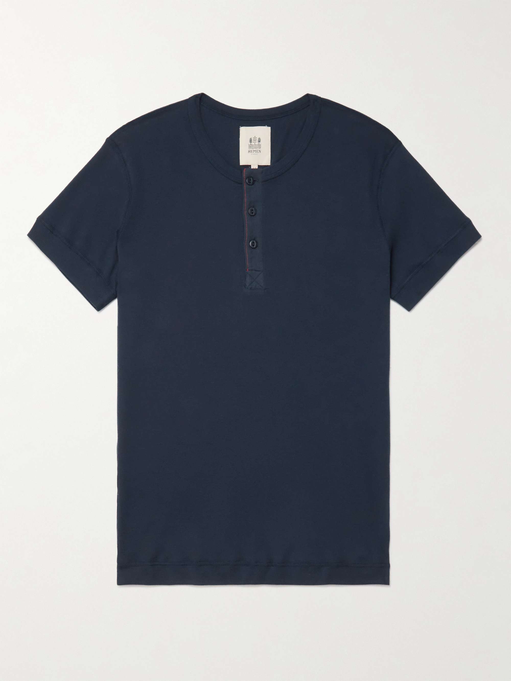 HEMEN BIARRITZ Luzien Organic Cotton-Jersey Henley Pyjama T-Shirt