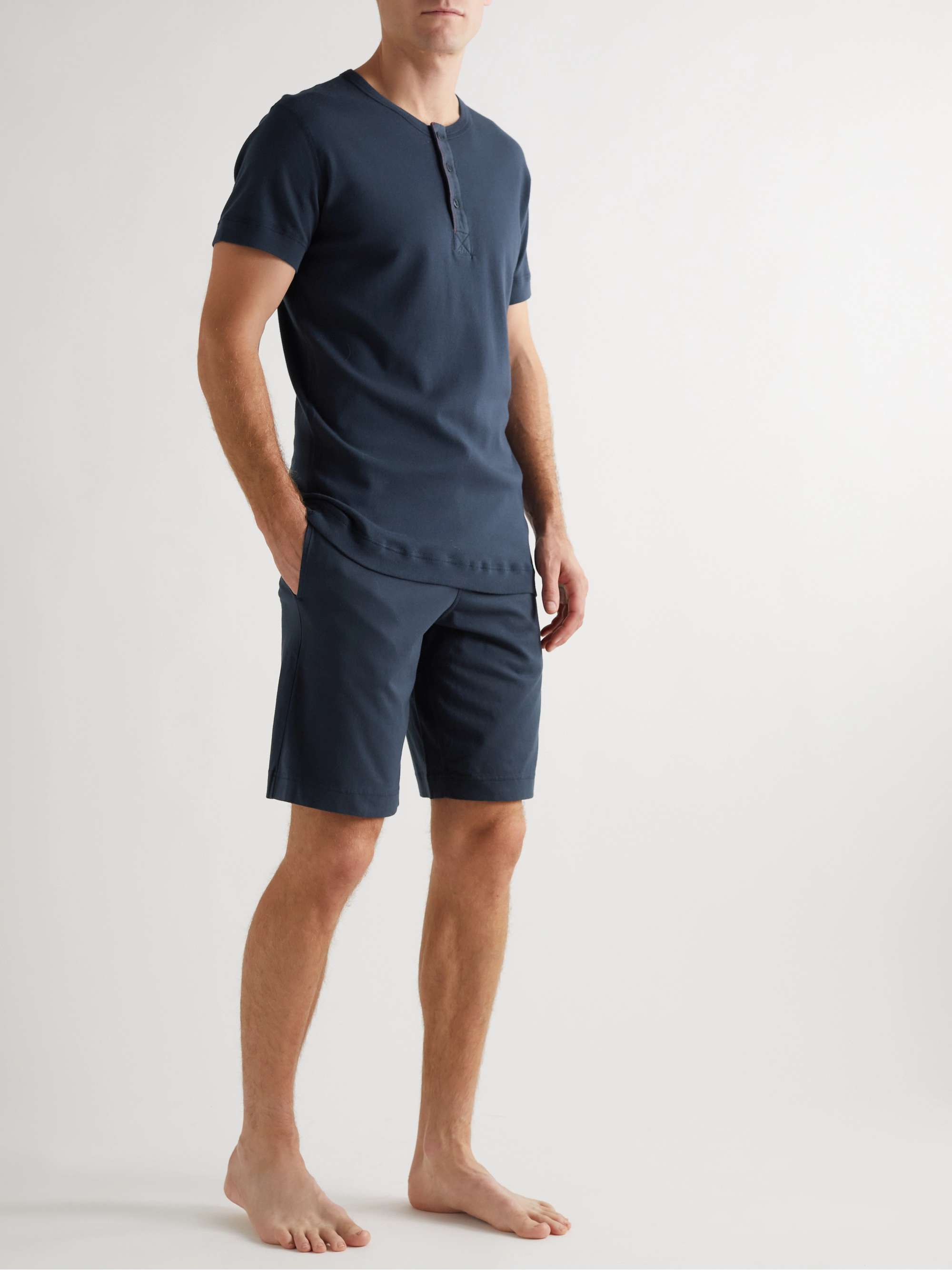 HEMEN BIARRITZ Luzien Organic Cotton-Jersey Henley Pyjama T-Shirt