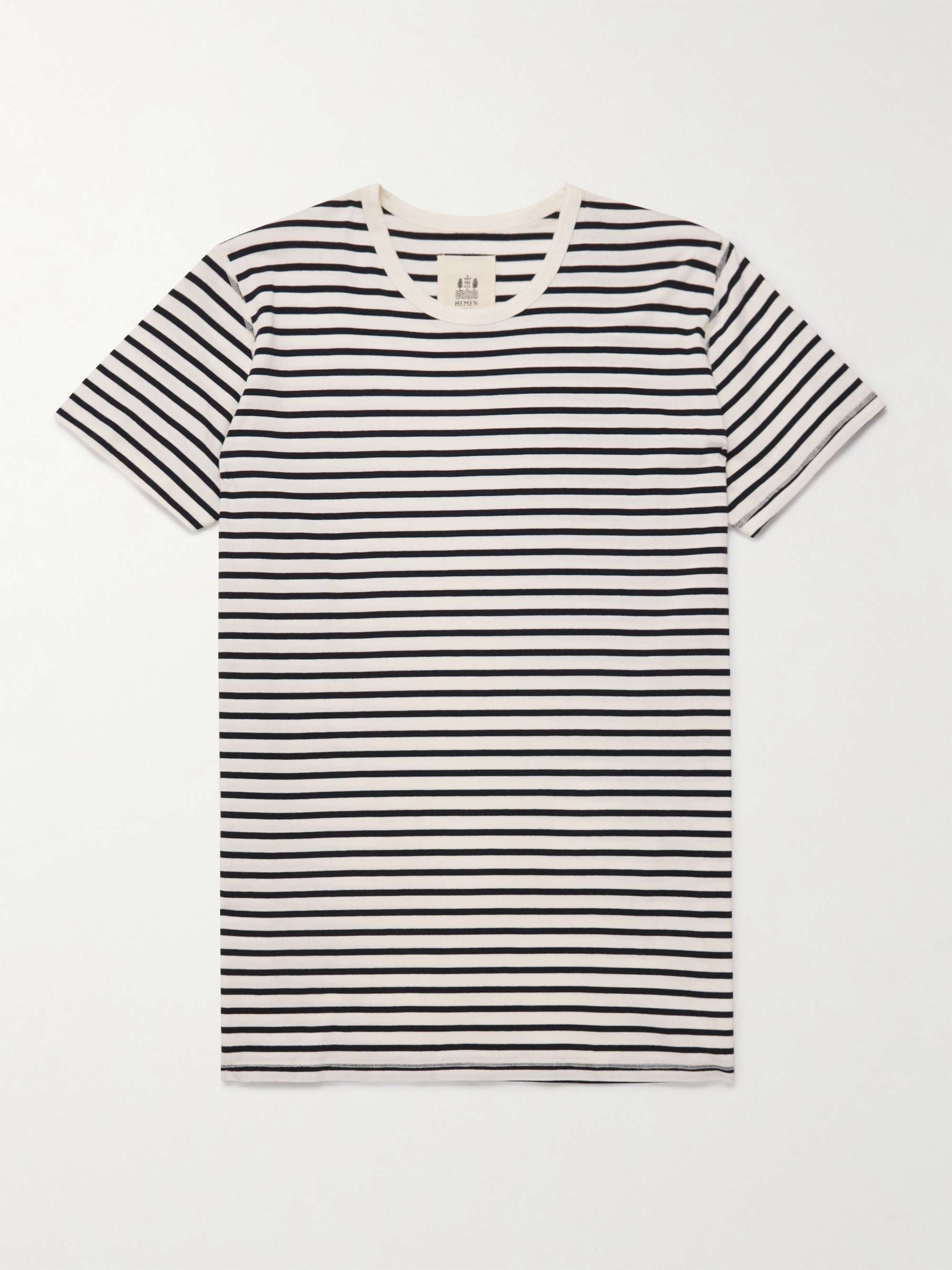 HEMEN BIARRITZ Dani Striped Organic Cotton-Jersey T-Shirt for Men | MR ...