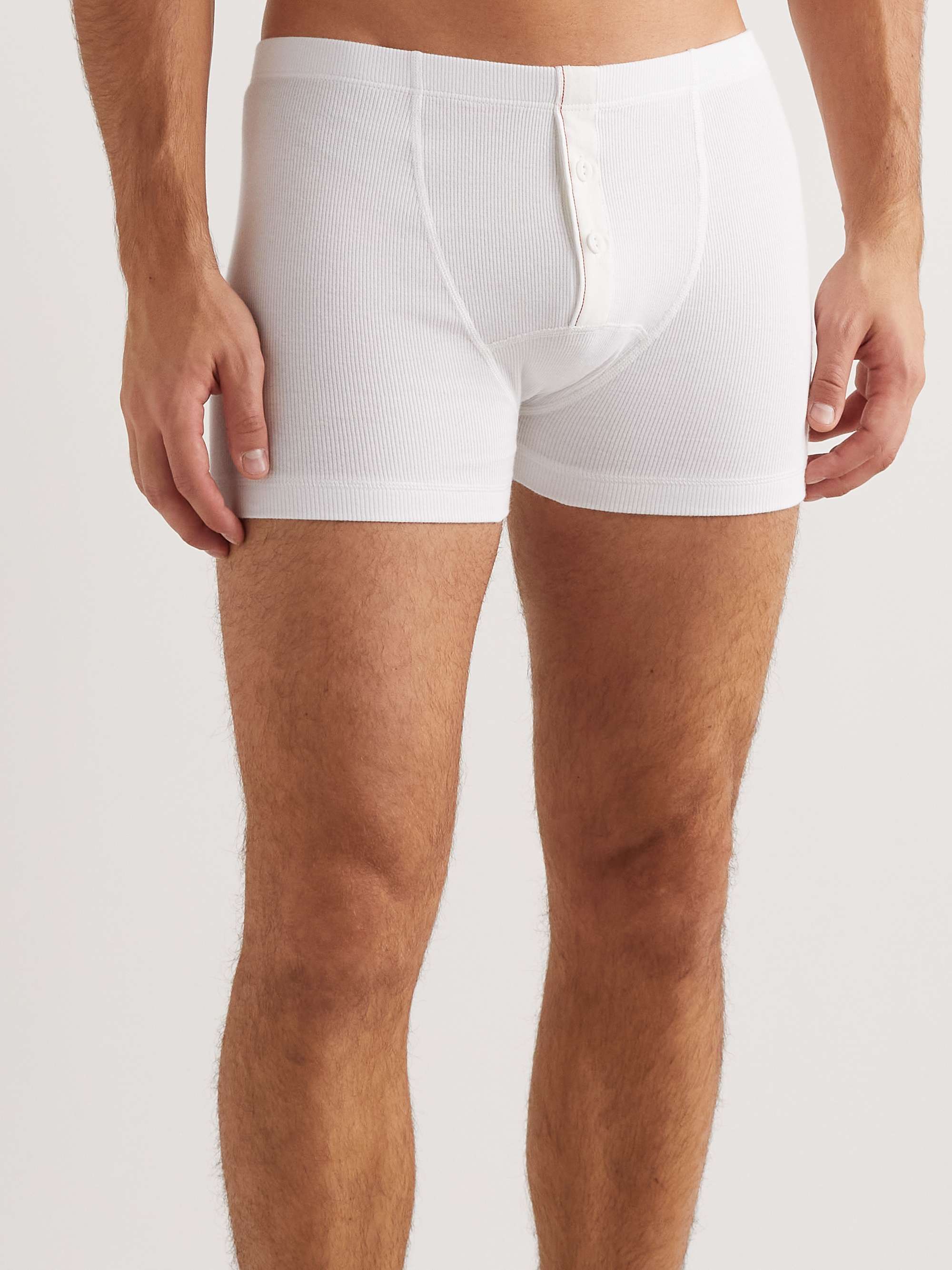 HEMEN BIARRITZ Albar Ribbed Organic Stretch-Cotton Boxer Briefs