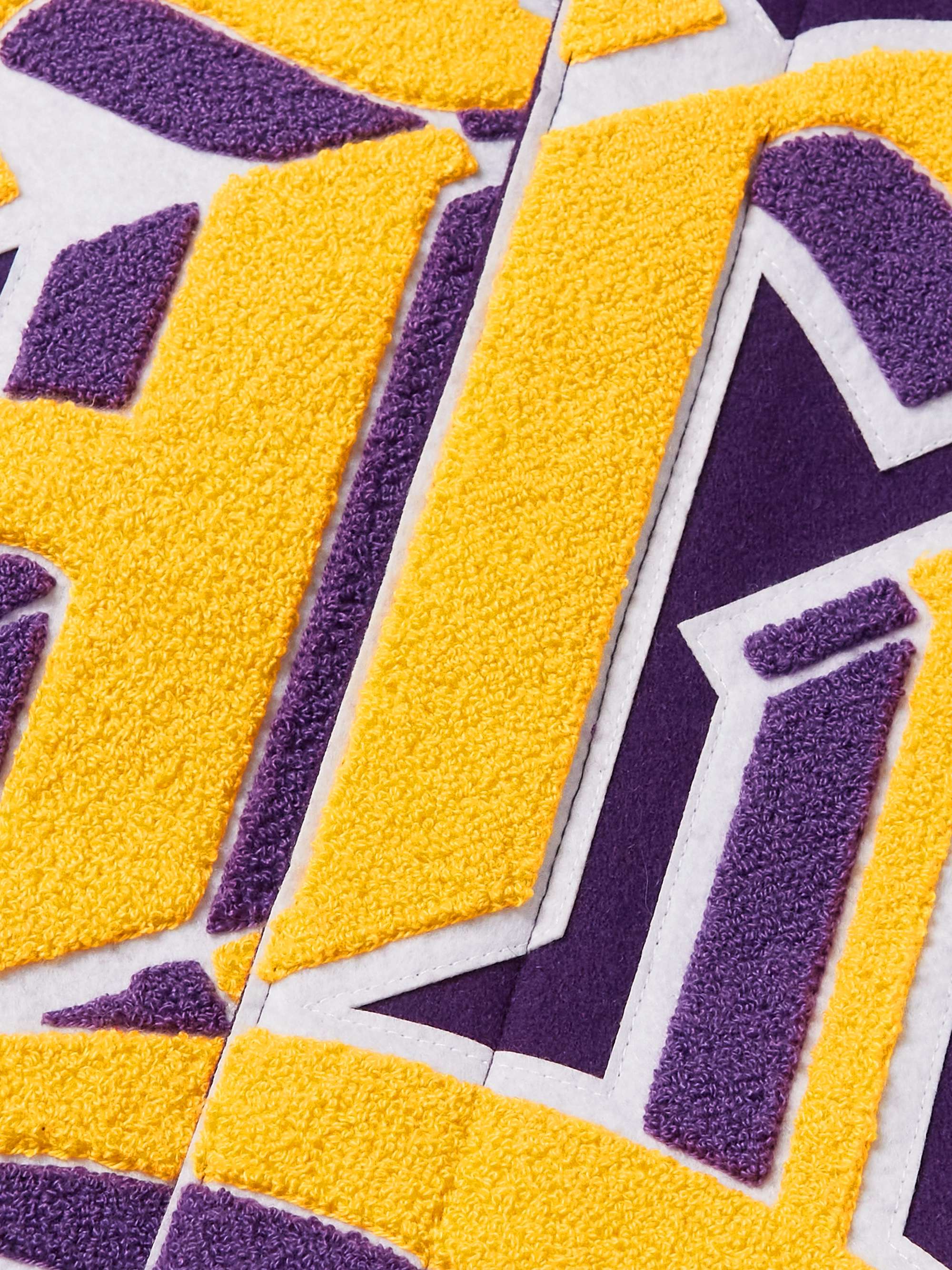 JEFF HAMILTON Lakers Appliquéd Felt and Leather Bomber Jacket