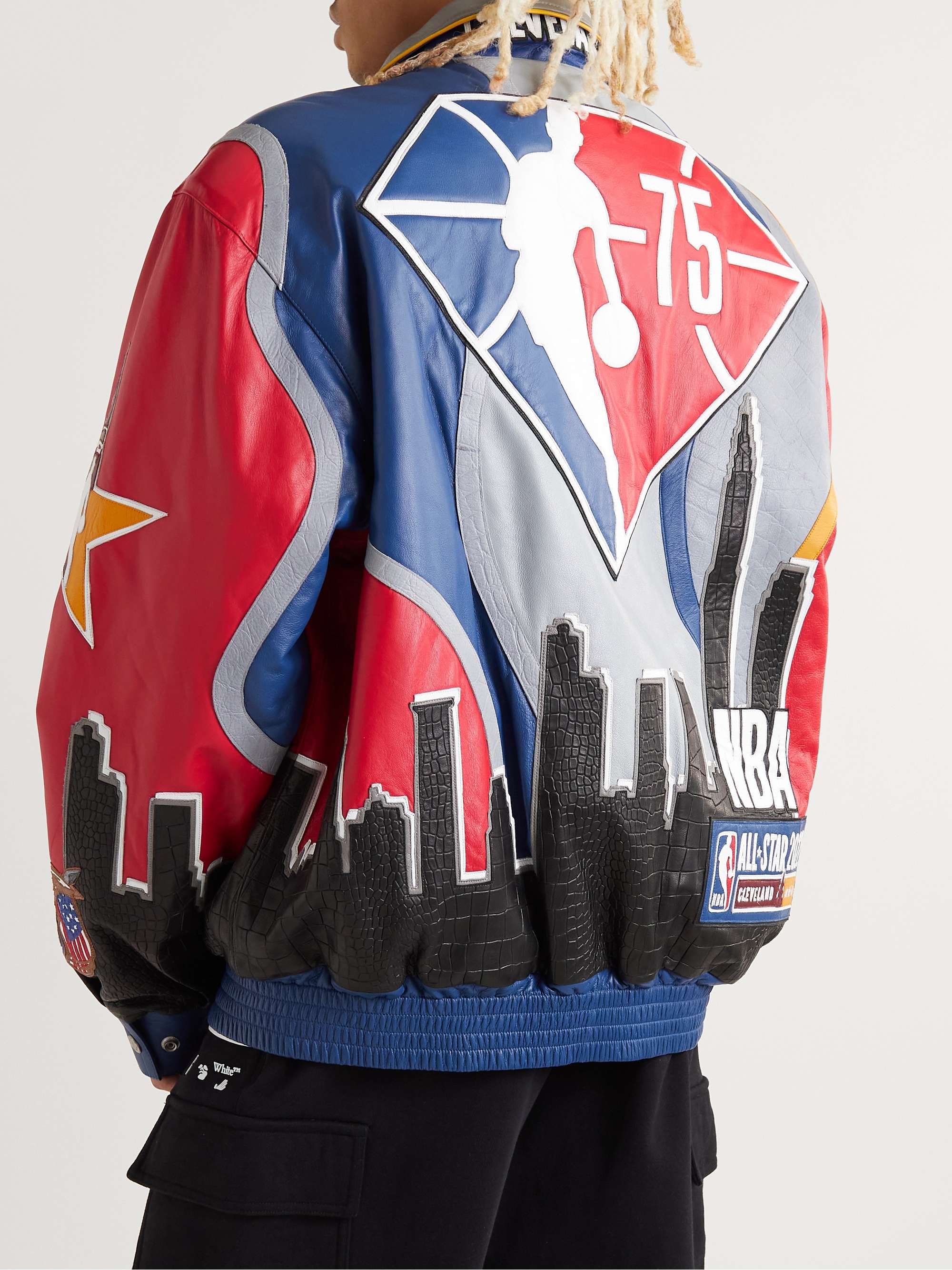 JEFF HAMILTON Appliquéd Leather Bomber Jacket