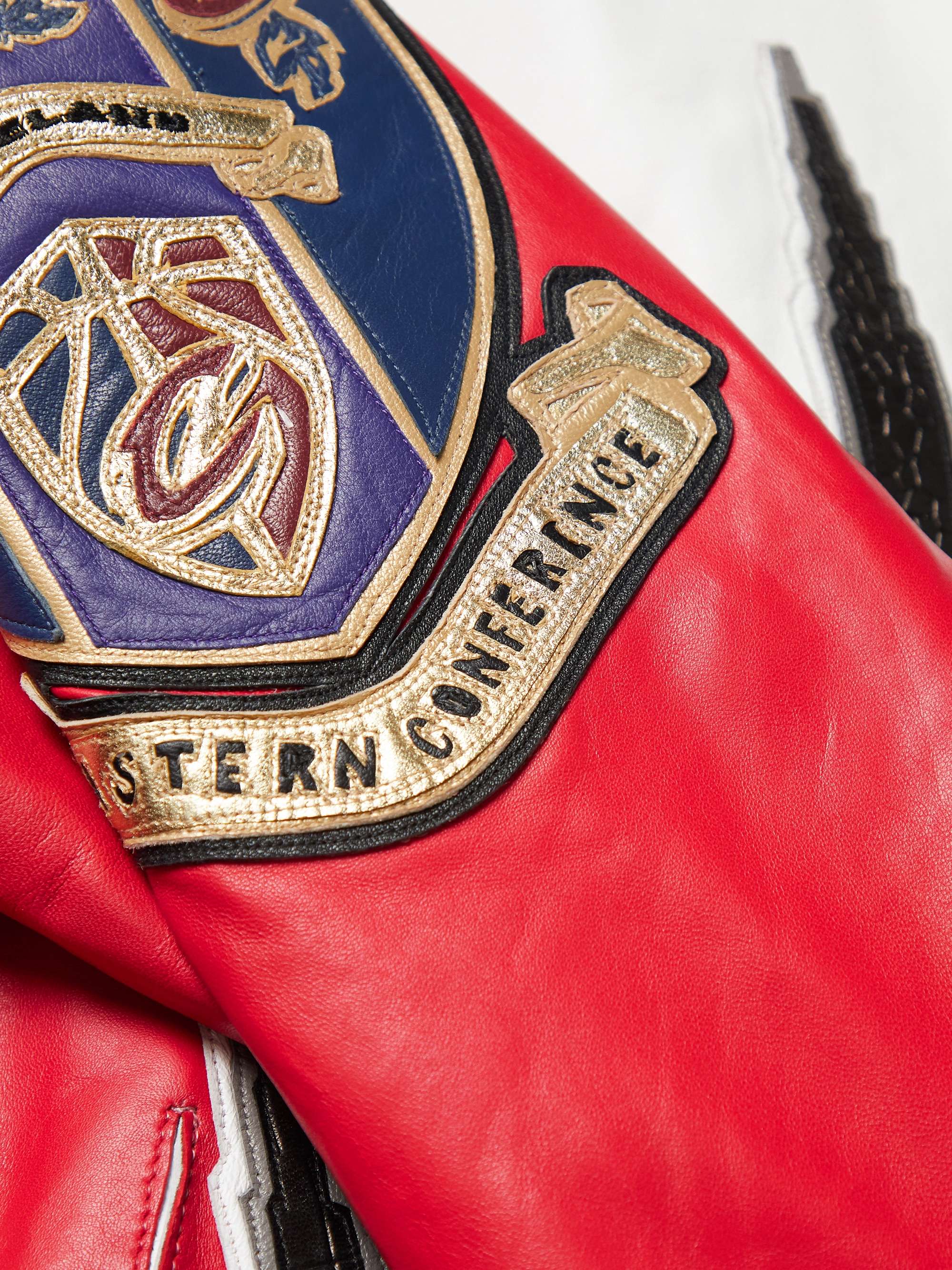 JEFF HAMILTON Appliquéd Leather Bomber Jacket