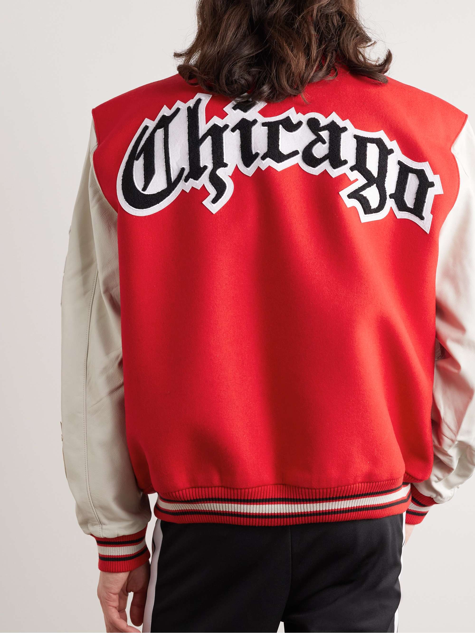 JEFF HAMILTON Lakers Appliquéd Felt and Leather Bomber Jacket