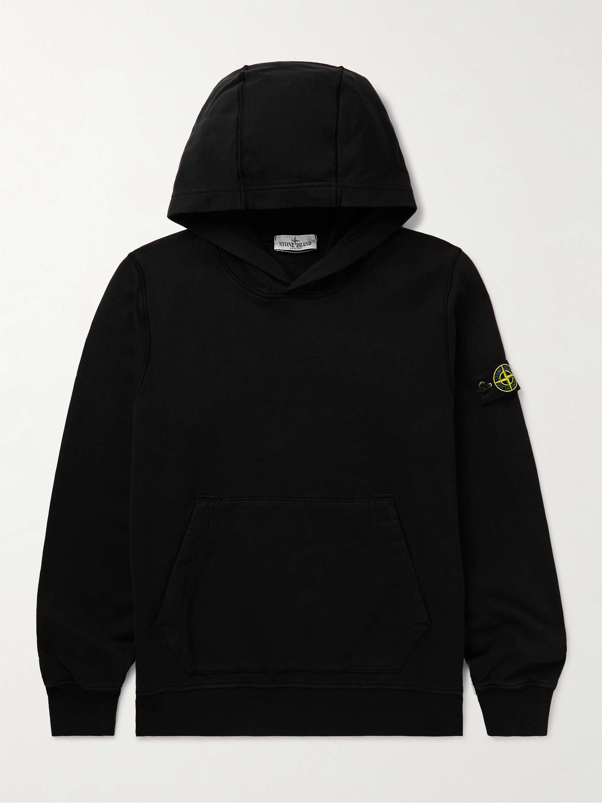 STONE ISLAND JUNIOR Ages 10-12 Logo-Appliquéd Cotton-Jersey Hoodie for ...