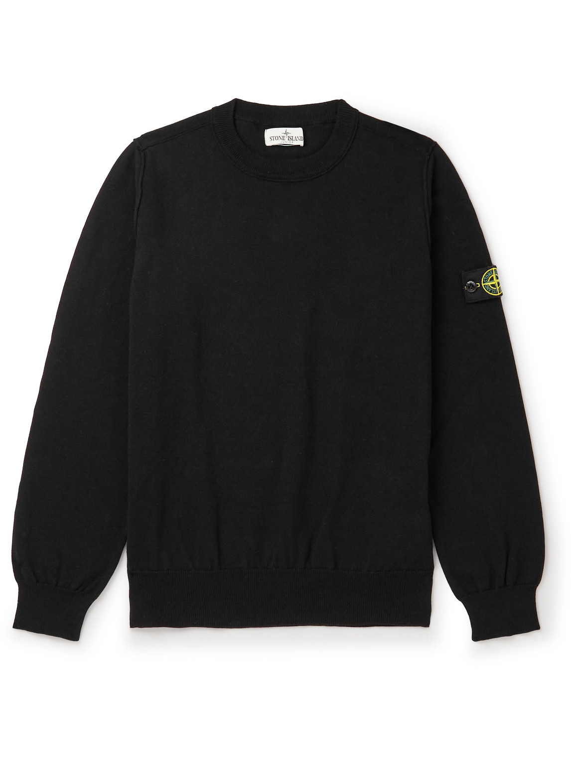 Stone Island Crewneck Knit Sweater 7716502a1 In Black