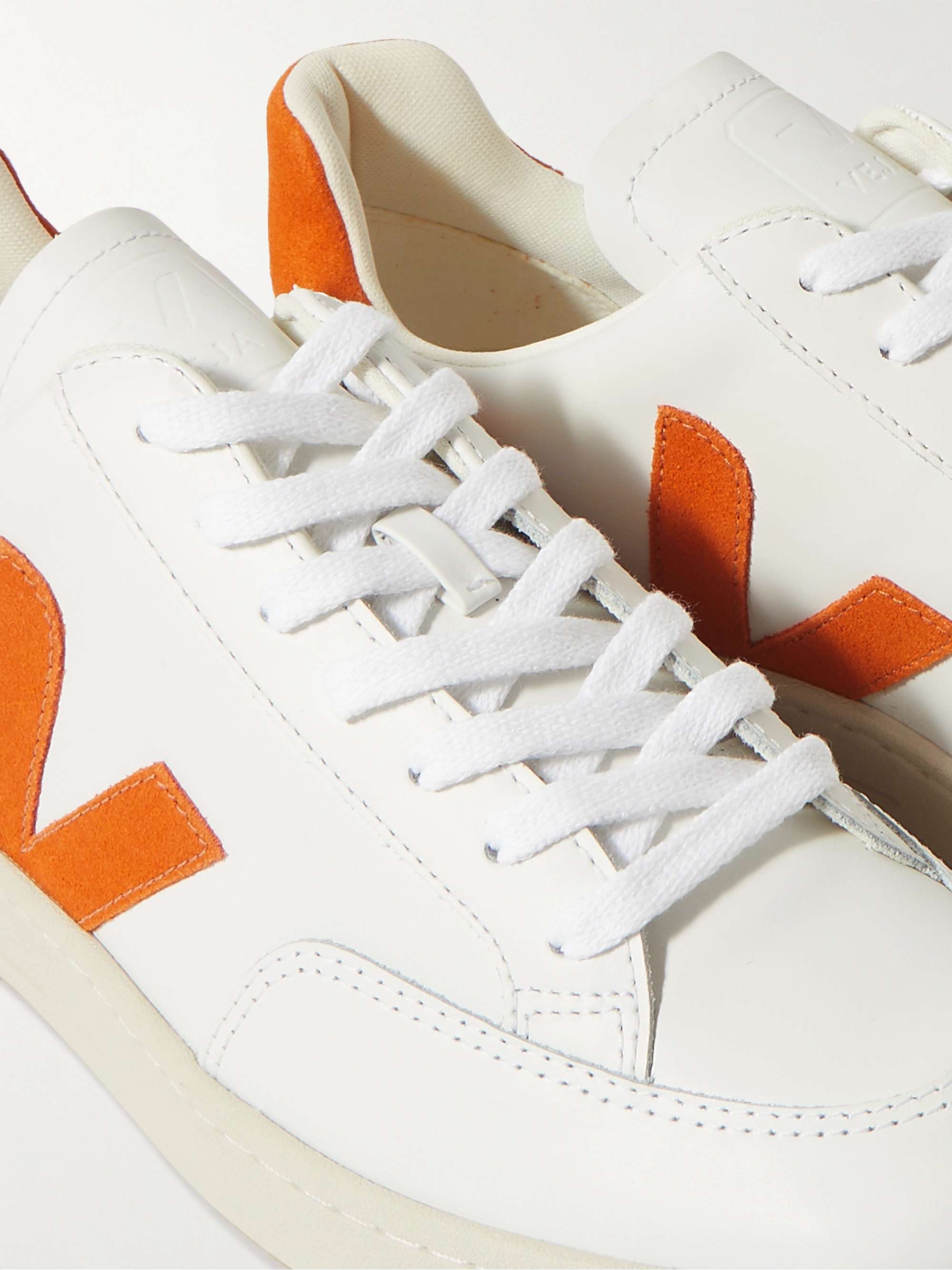 VEJA V-12 Suede-Trimmed Leather Sneakers