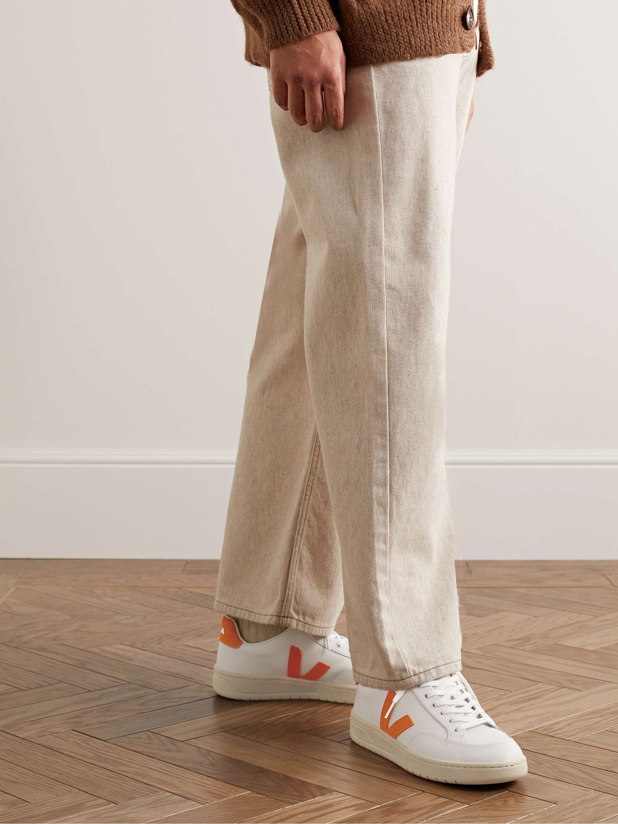 VEJA V-12 Suede-Trimmed Leather Sneakers