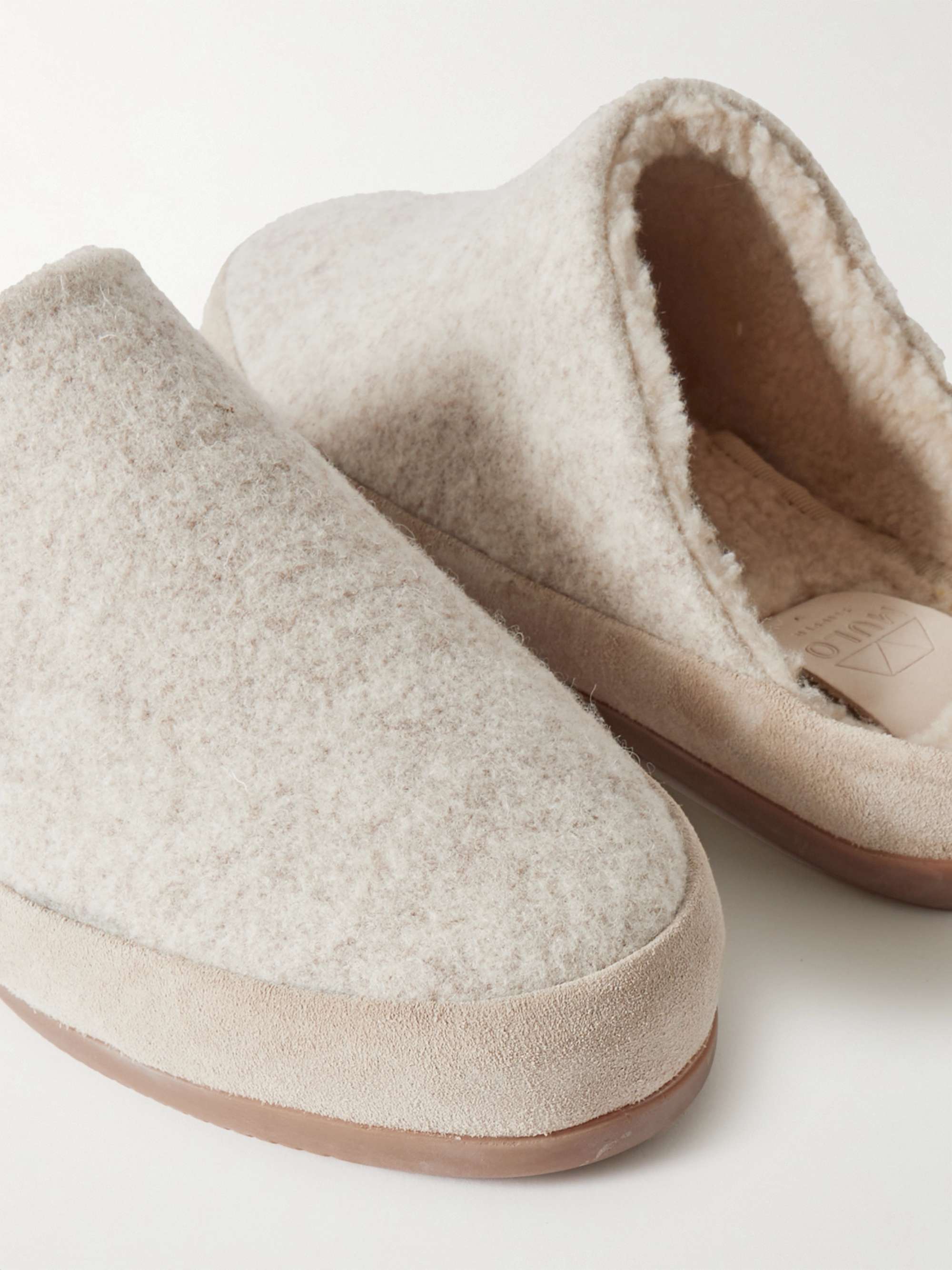 MULO Suede-Trimmed Shearling-Lined Recycled Wool Slippers