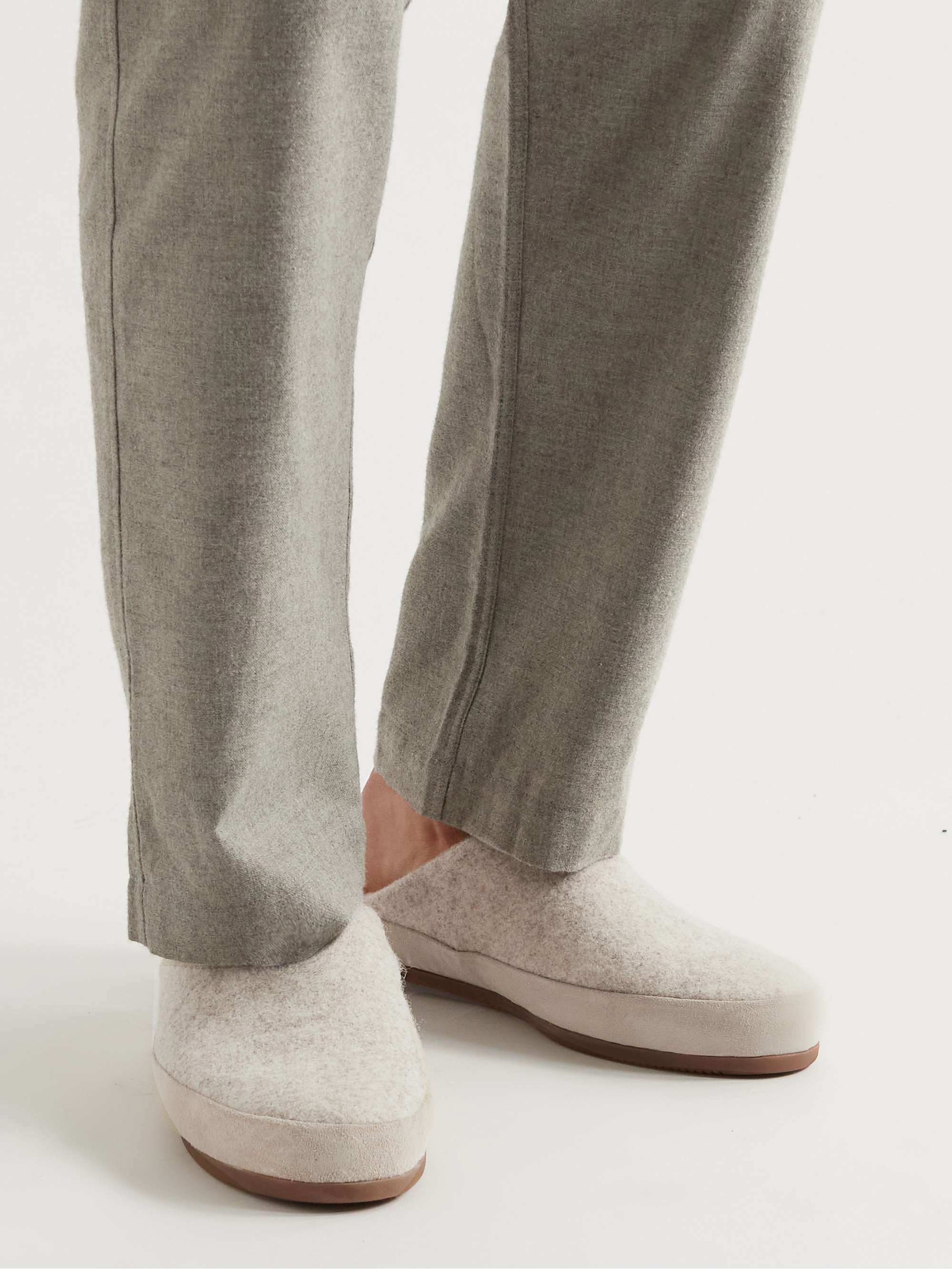 MULO Suede-Trimmed Shearling-Lined Recycled Wool Slippers