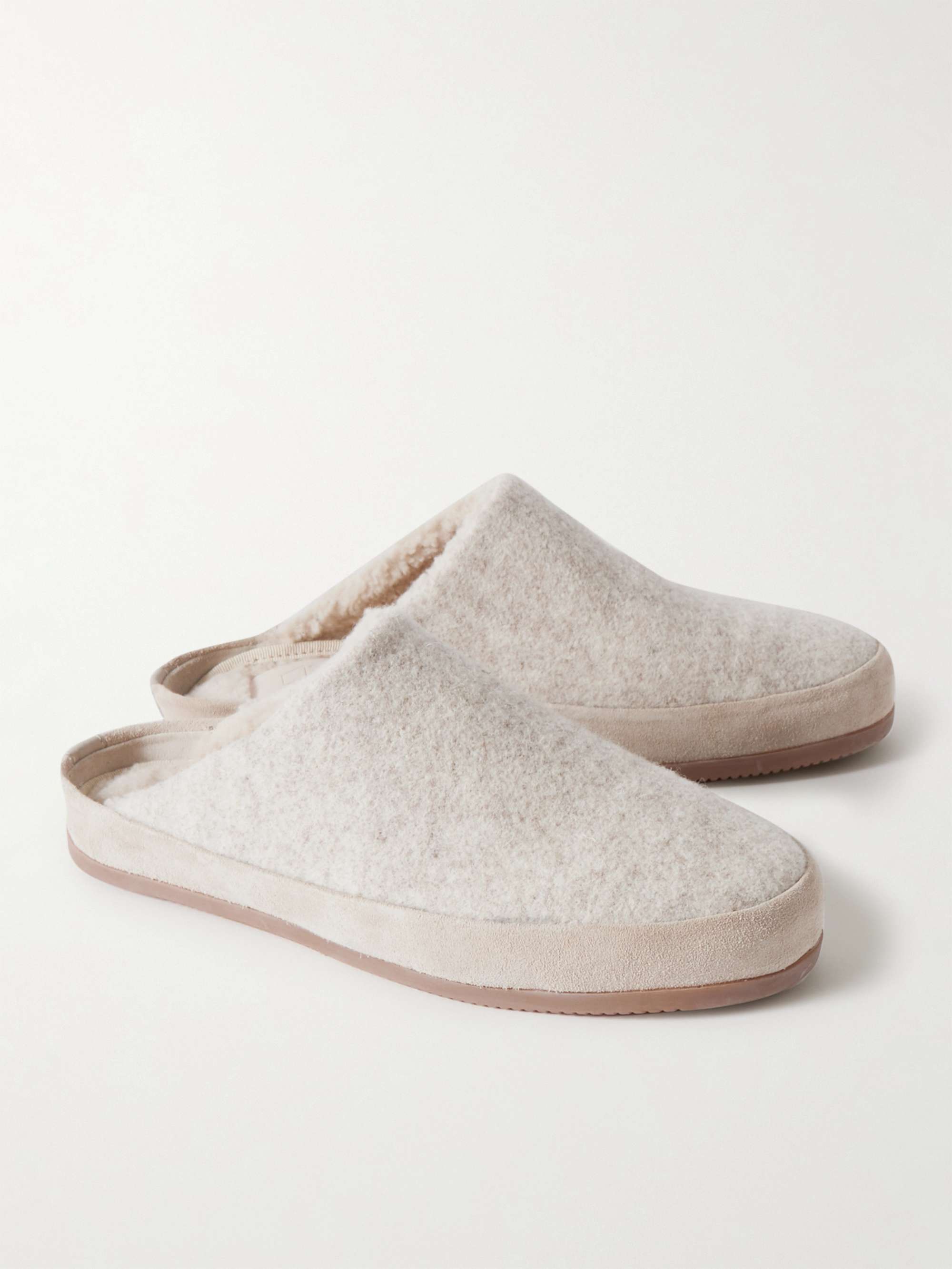 MULO Suede-Trimmed Shearling-Lined Recycled Wool Slippers