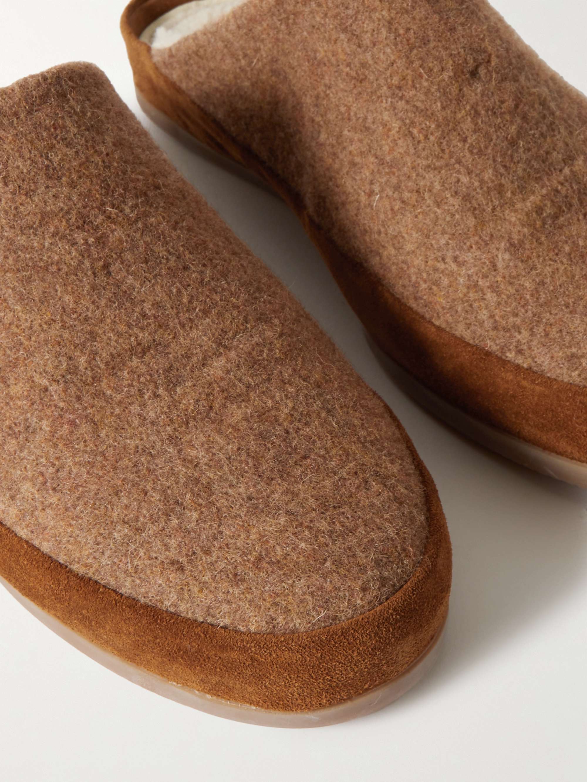 MULO Suede-Trimmed Shearling-Lined Recycled Wool Slippers