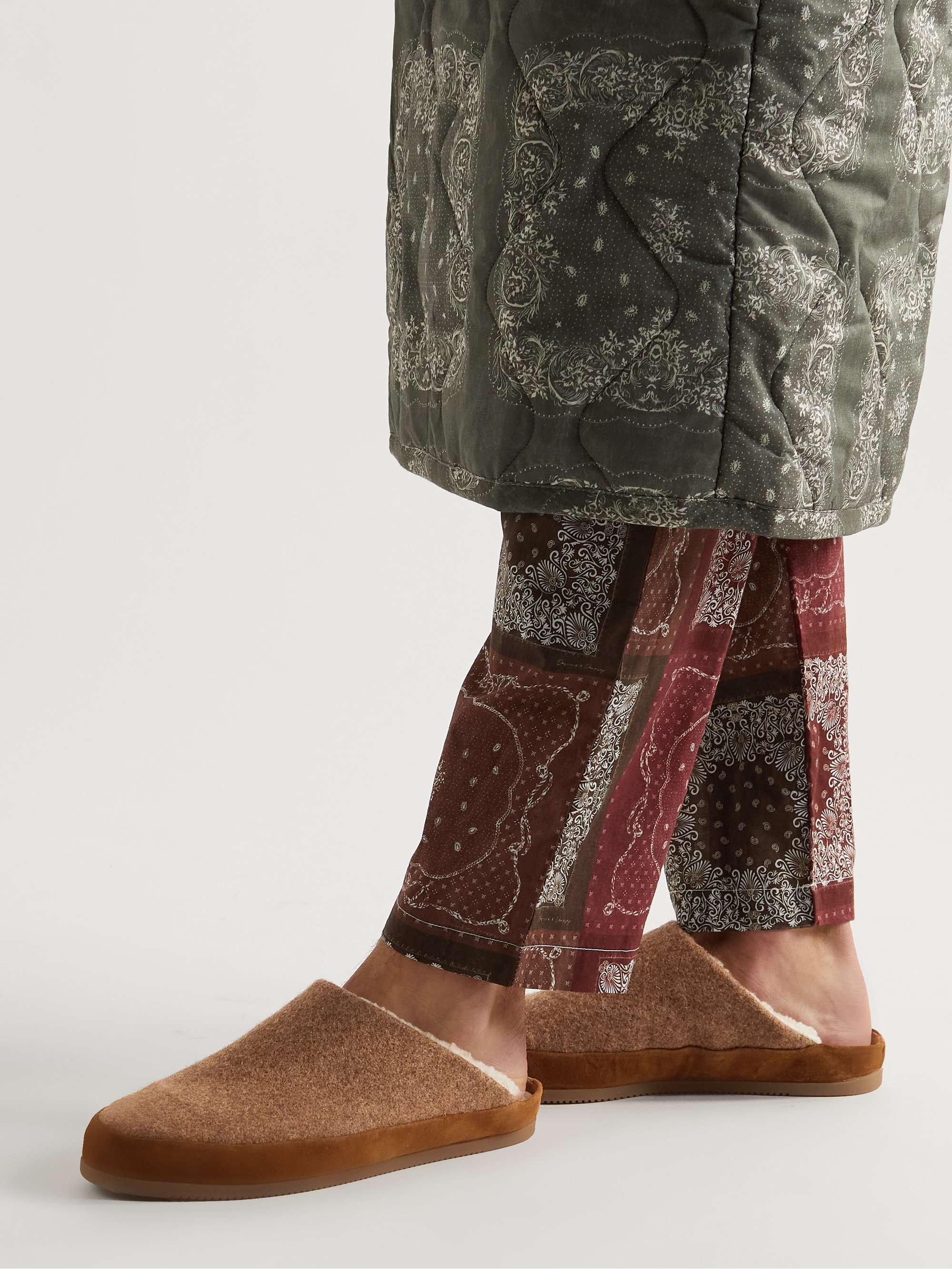 MULO Suede-Trimmed Shearling-Lined Recycled Wool Slippers