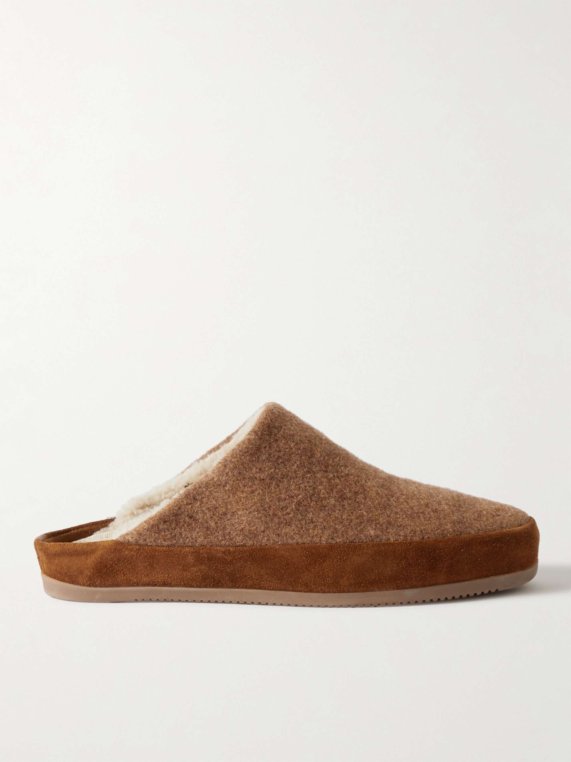 MULO Suede-Trimmed Shearling-Lined Recycled Wool Slippers