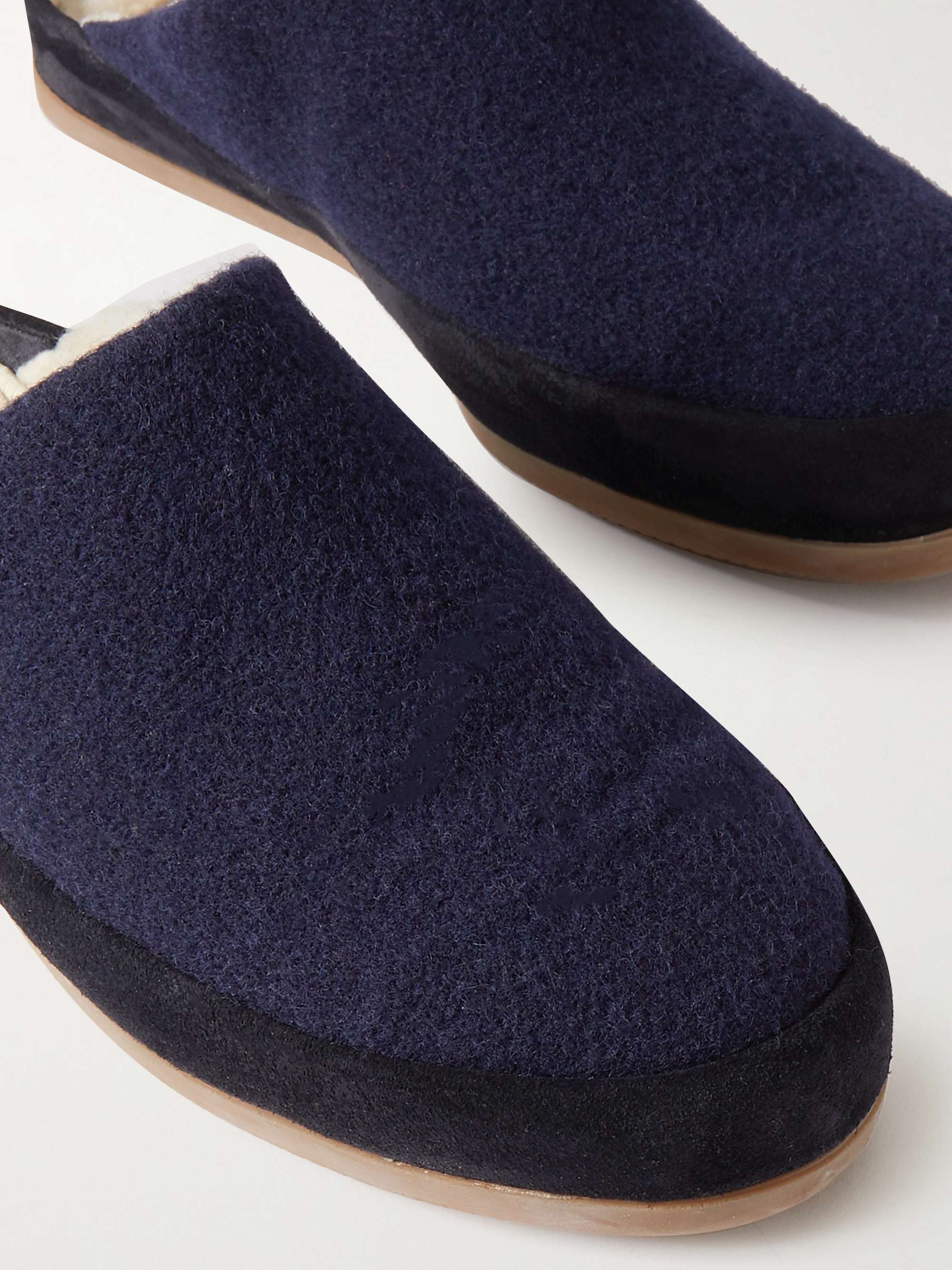 MULO Suede-Trimmed Shearling-Lined Recycled Wool Slippers