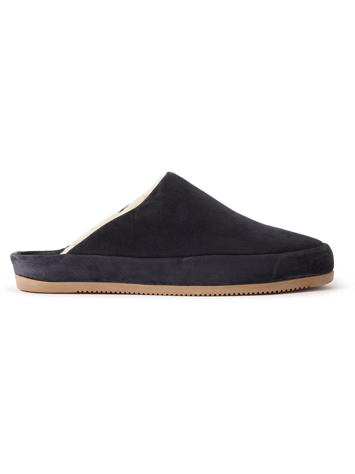 Shearling-Lined Suede Slippers