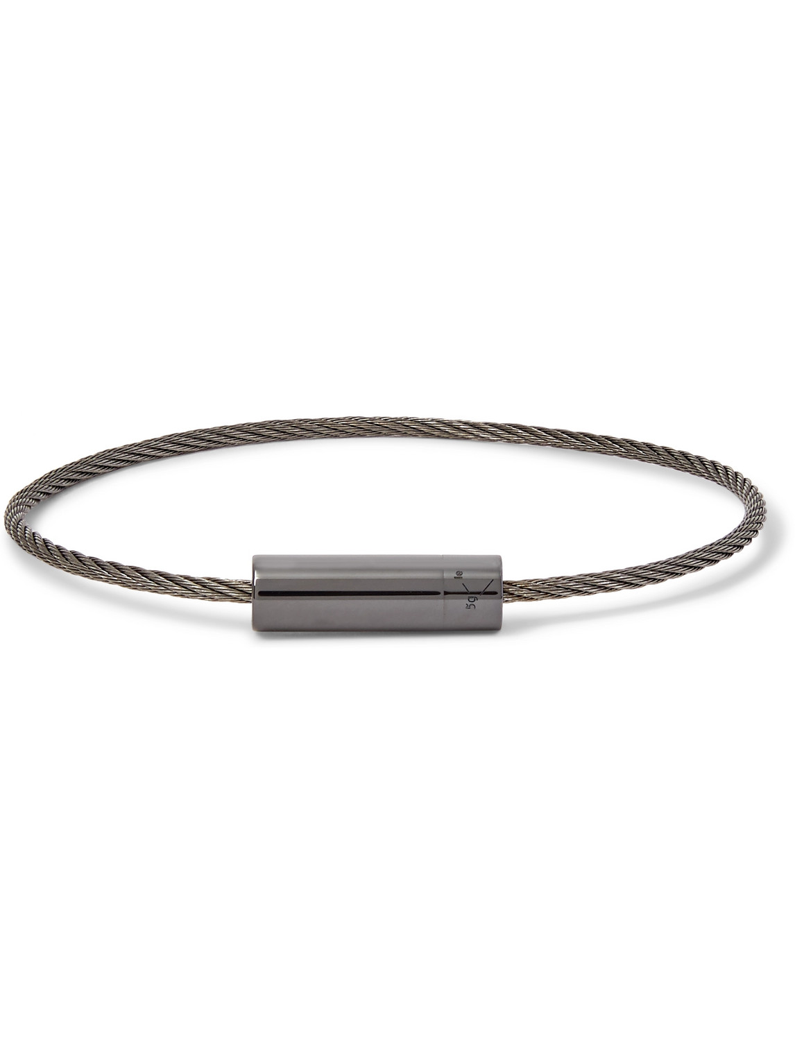 Le Gramme Le Câble 5 Brushed Sterling Silver And Ceramic Bracelet In Metallic