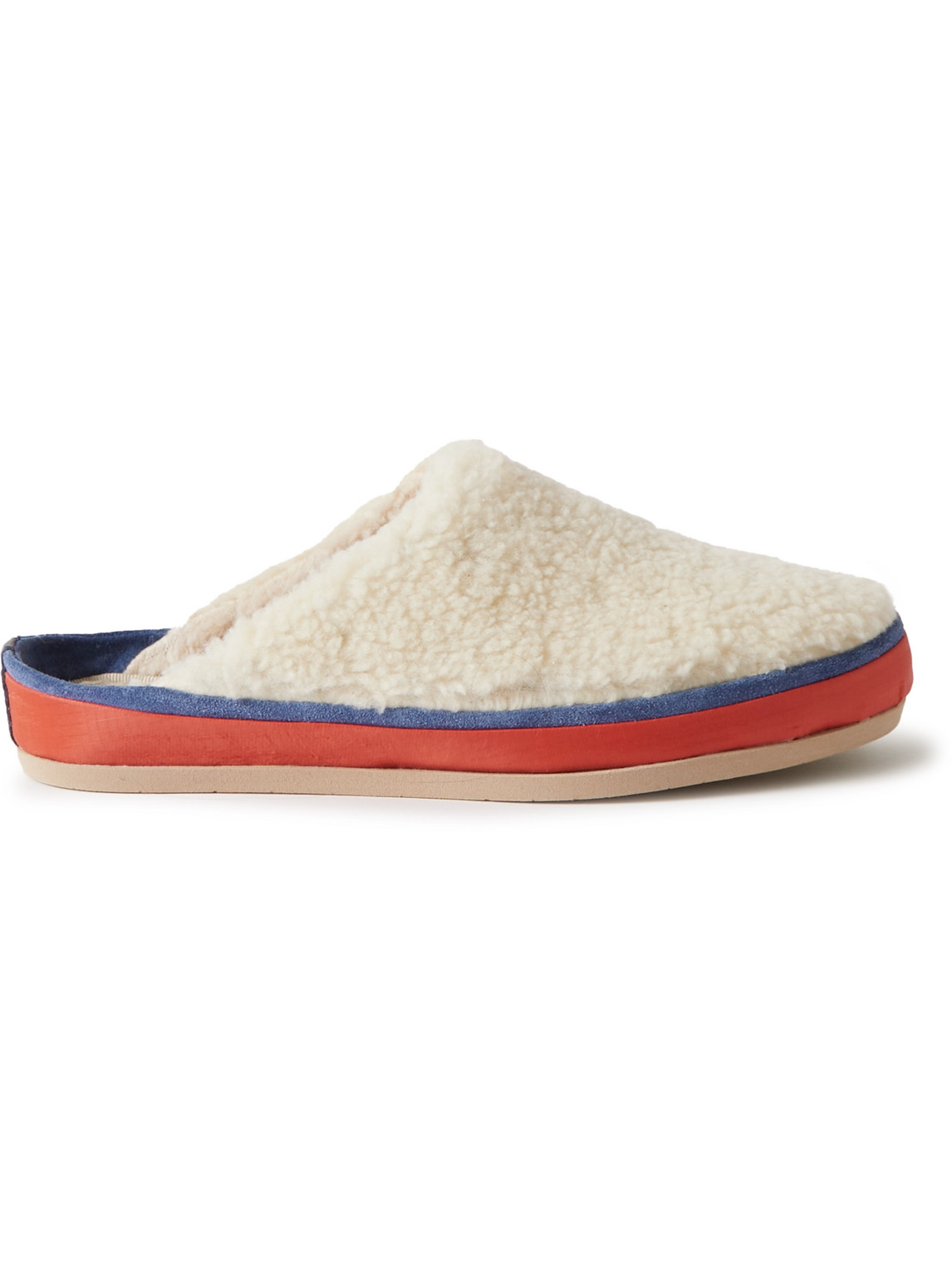 Suede-Trimmed Shearling Slippers