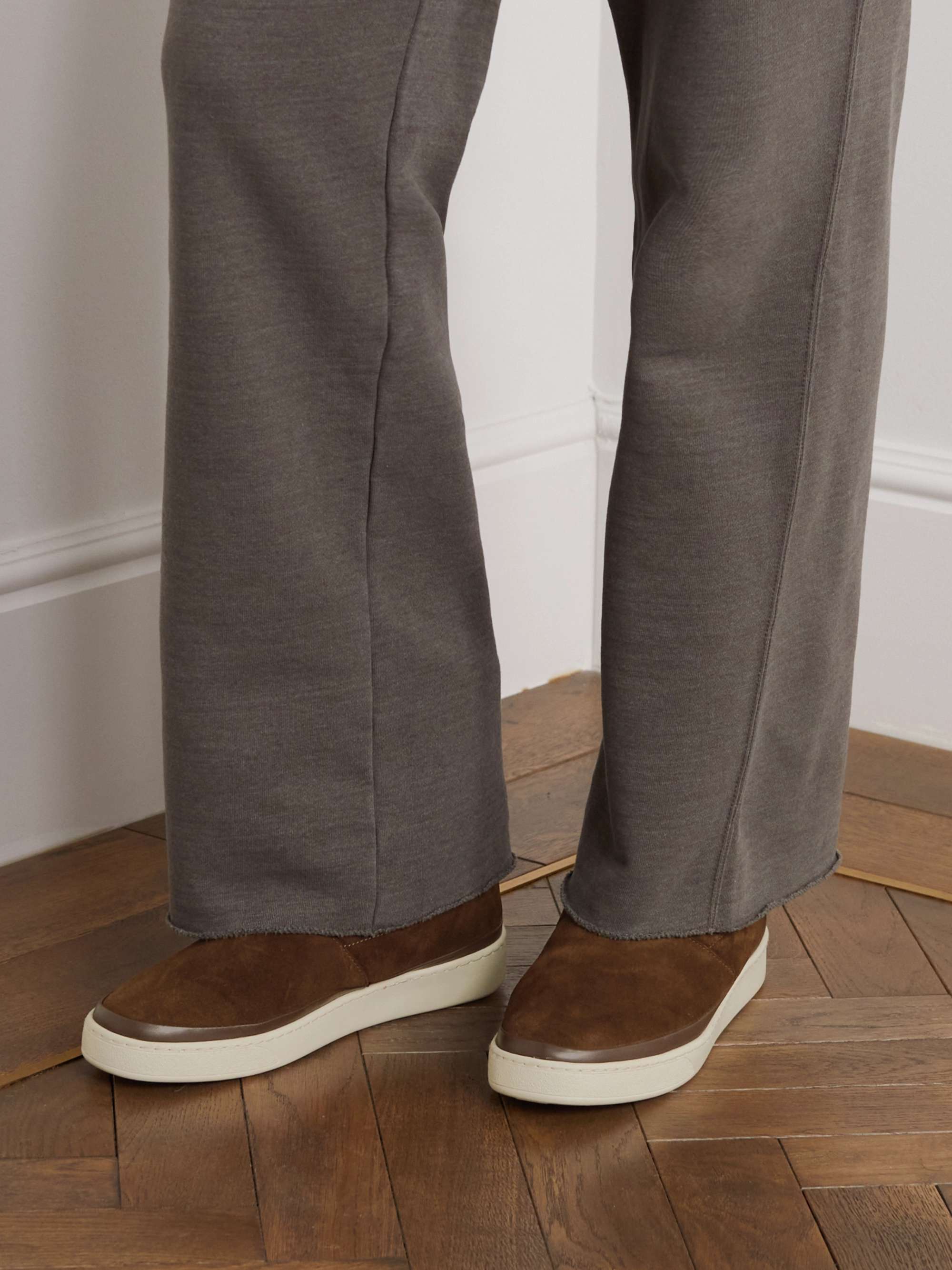 MULO Waxed Shearling-Lined Suede Slipper
