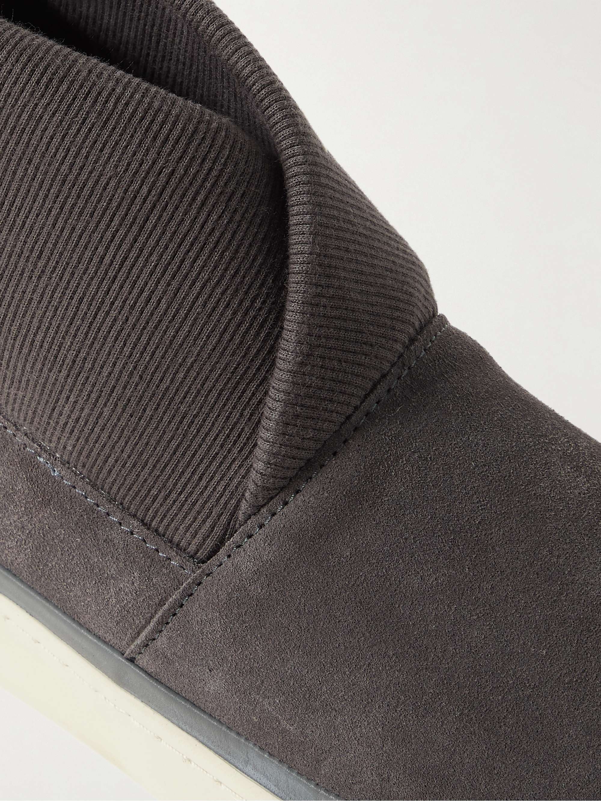 MULO Ribbed-Knit and Suede Slippers