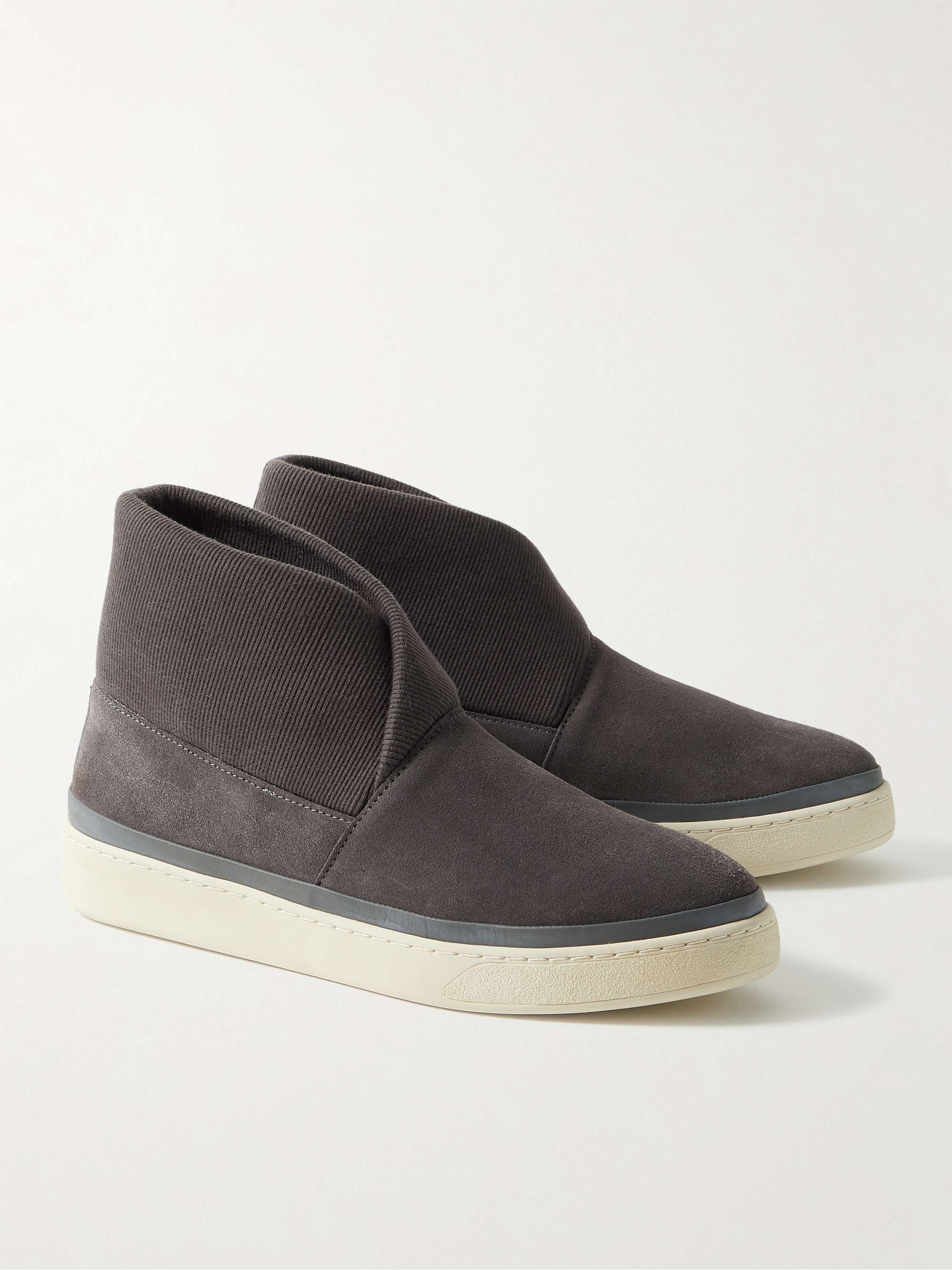 MULO Ribbed-Knit and Suede Slippers